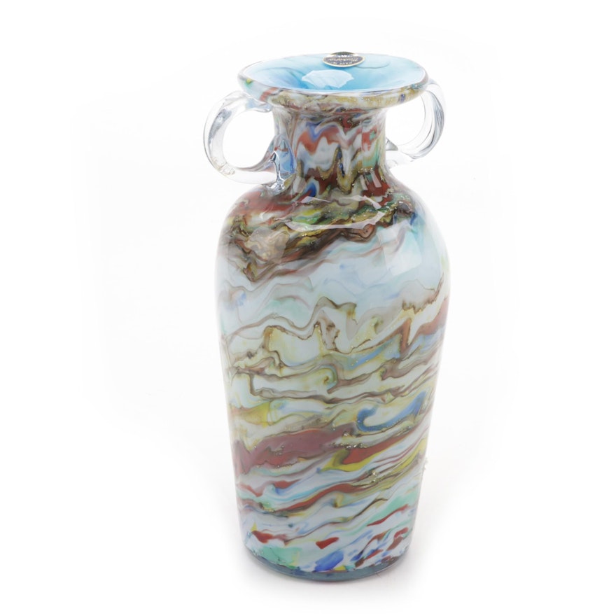 Murano Multicolored Blown Glass Vase