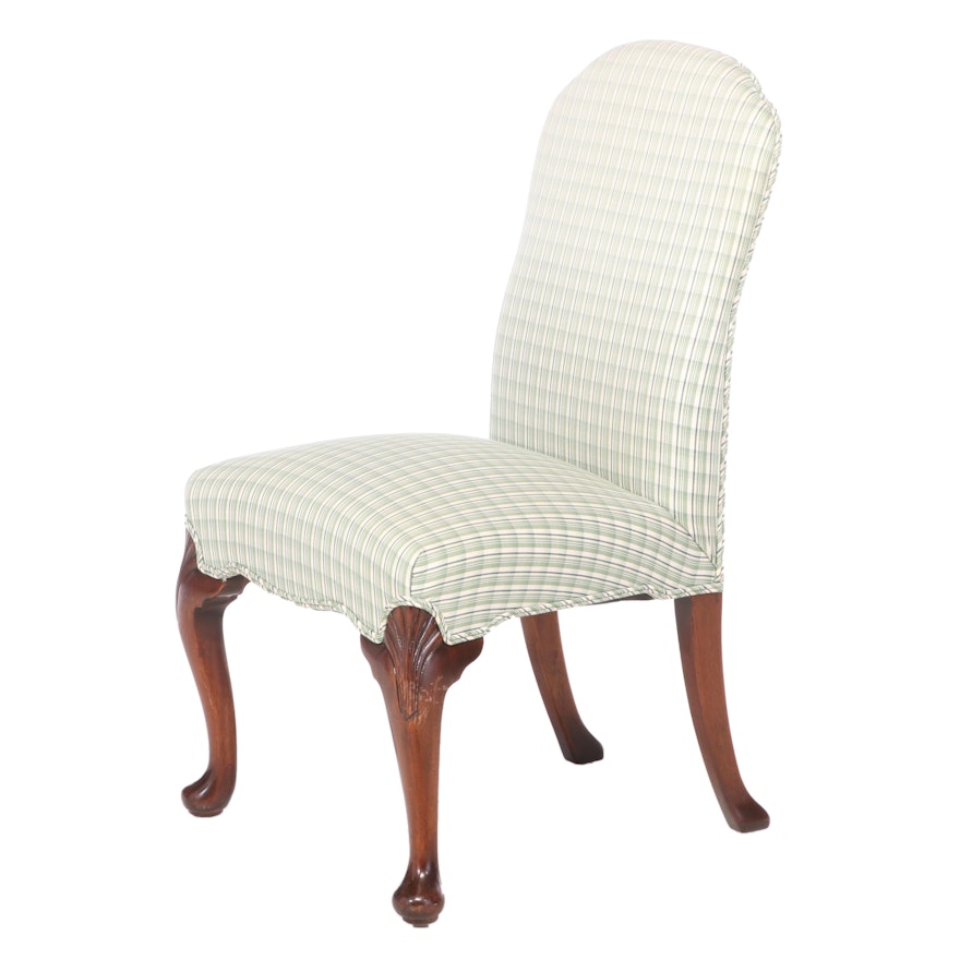 Queen Anne Style Custom-Upholstered Mahogany Side Chair
