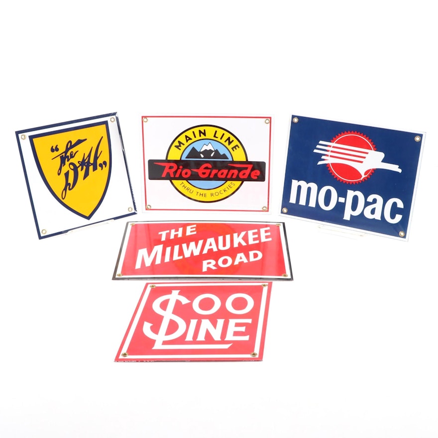 Replica Railway Metal Signs, "Rio Grande", "Soo Line", "Milwaukee Road" and More