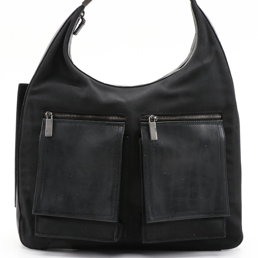 Gucci Black Canvas and Leather Hobo Bag
