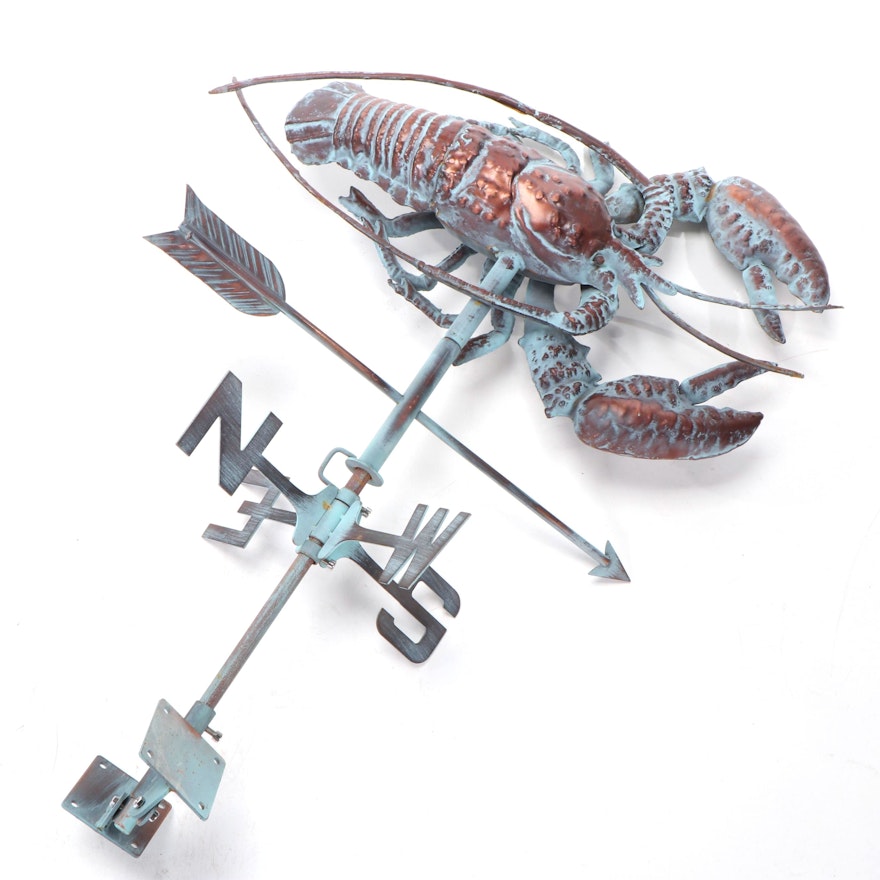 Patinated Copper Lobster Weathervane