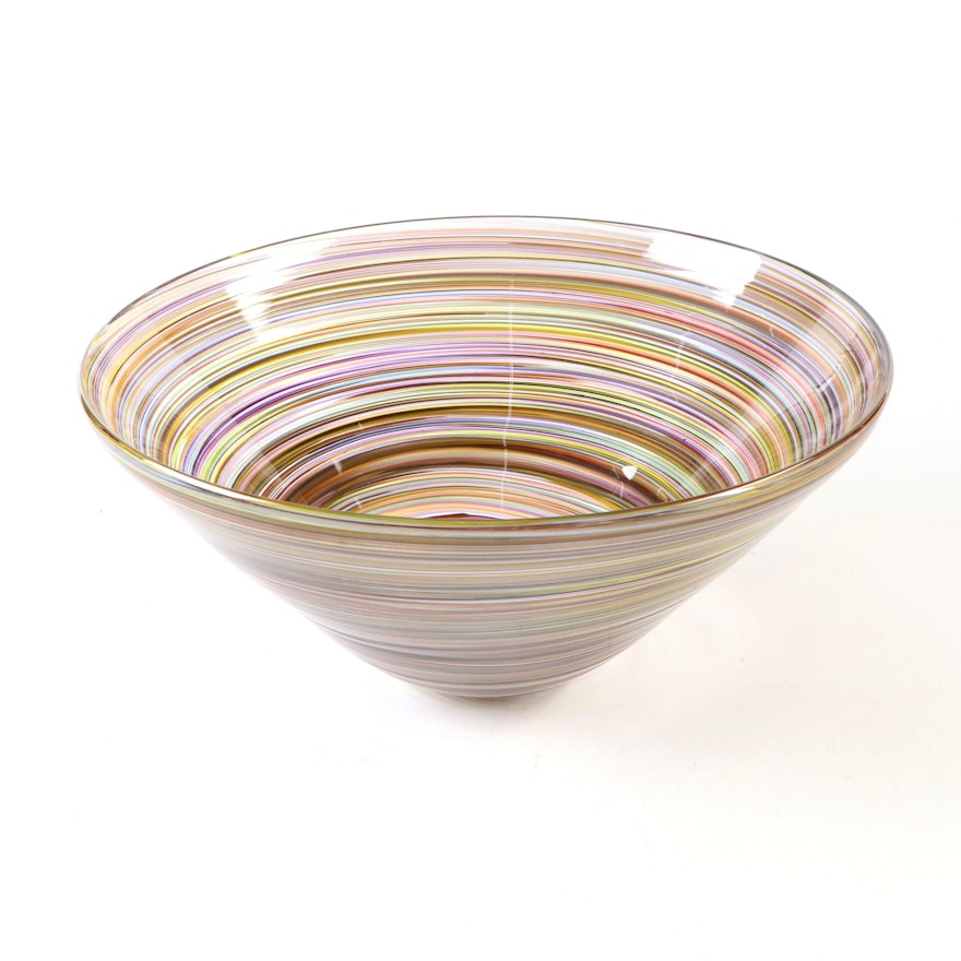 Caleb Siemon Spiral Colors Art Glass Vessel, 2002