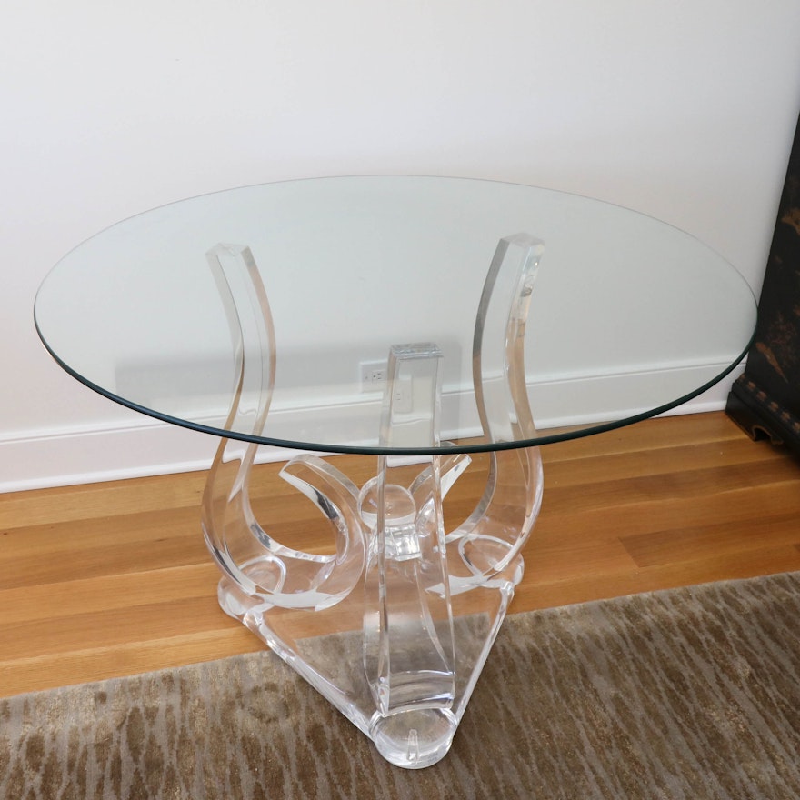 Scrolled Acrylic and Glass Top Accent Table