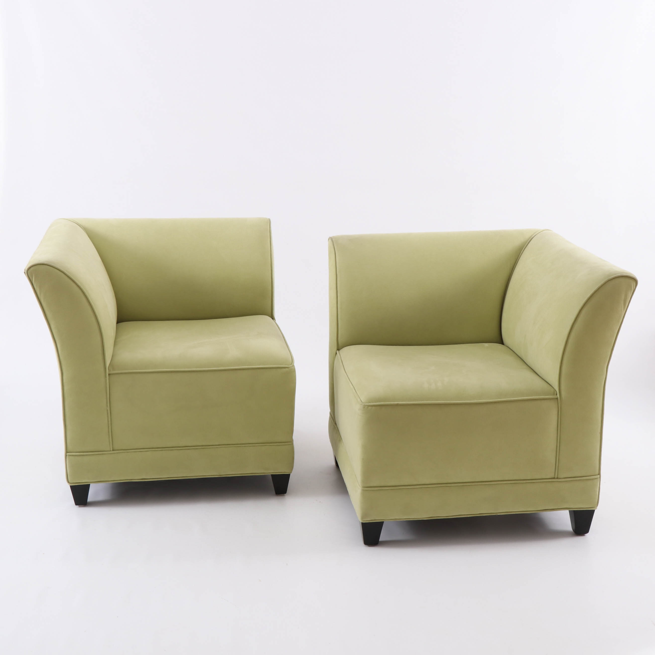 Modern Todd Hase Celery Green Microfiber Modular Loveseat