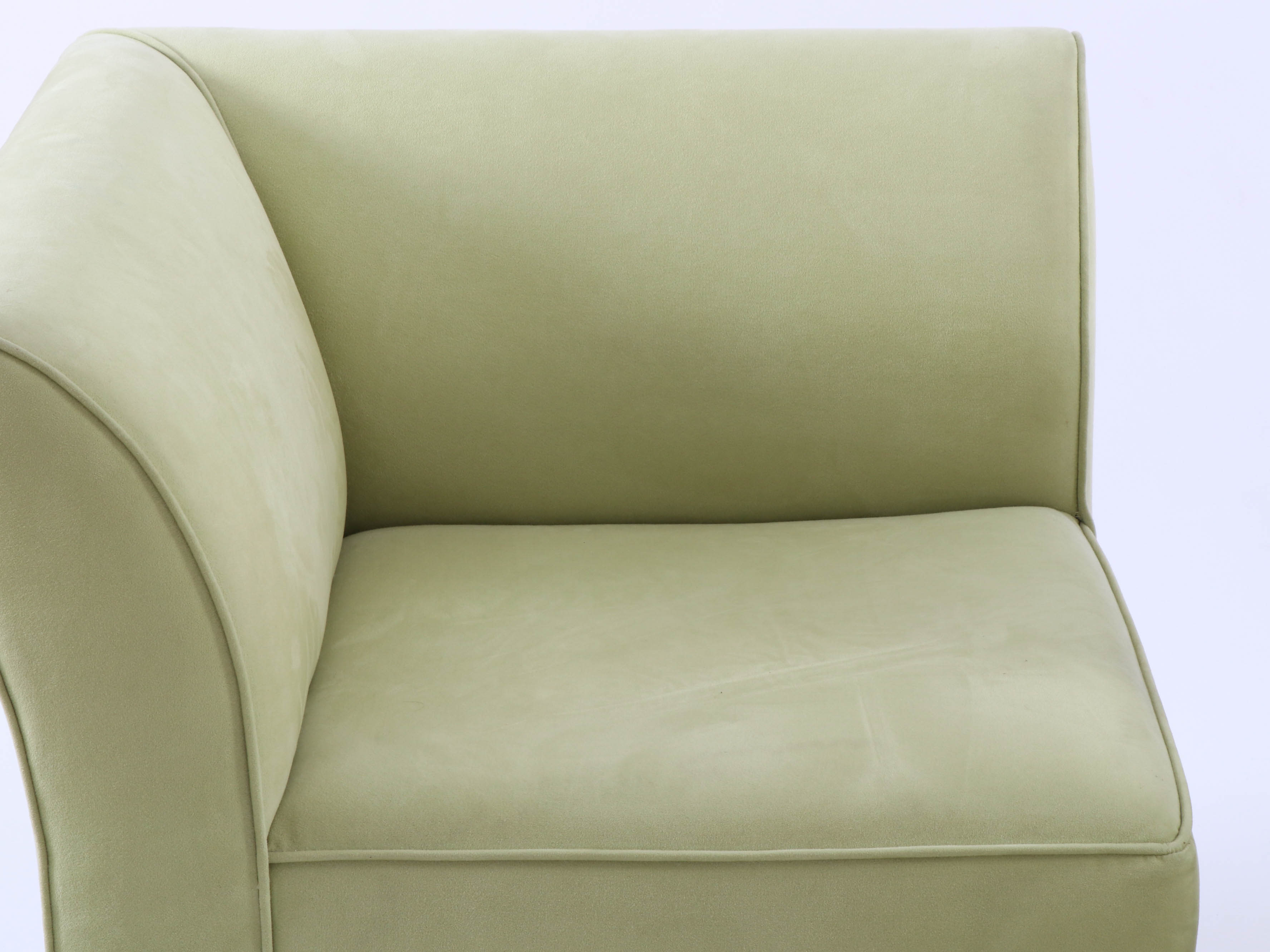 Modern Todd Hase Celery Green Microfiber Modular Loveseat
