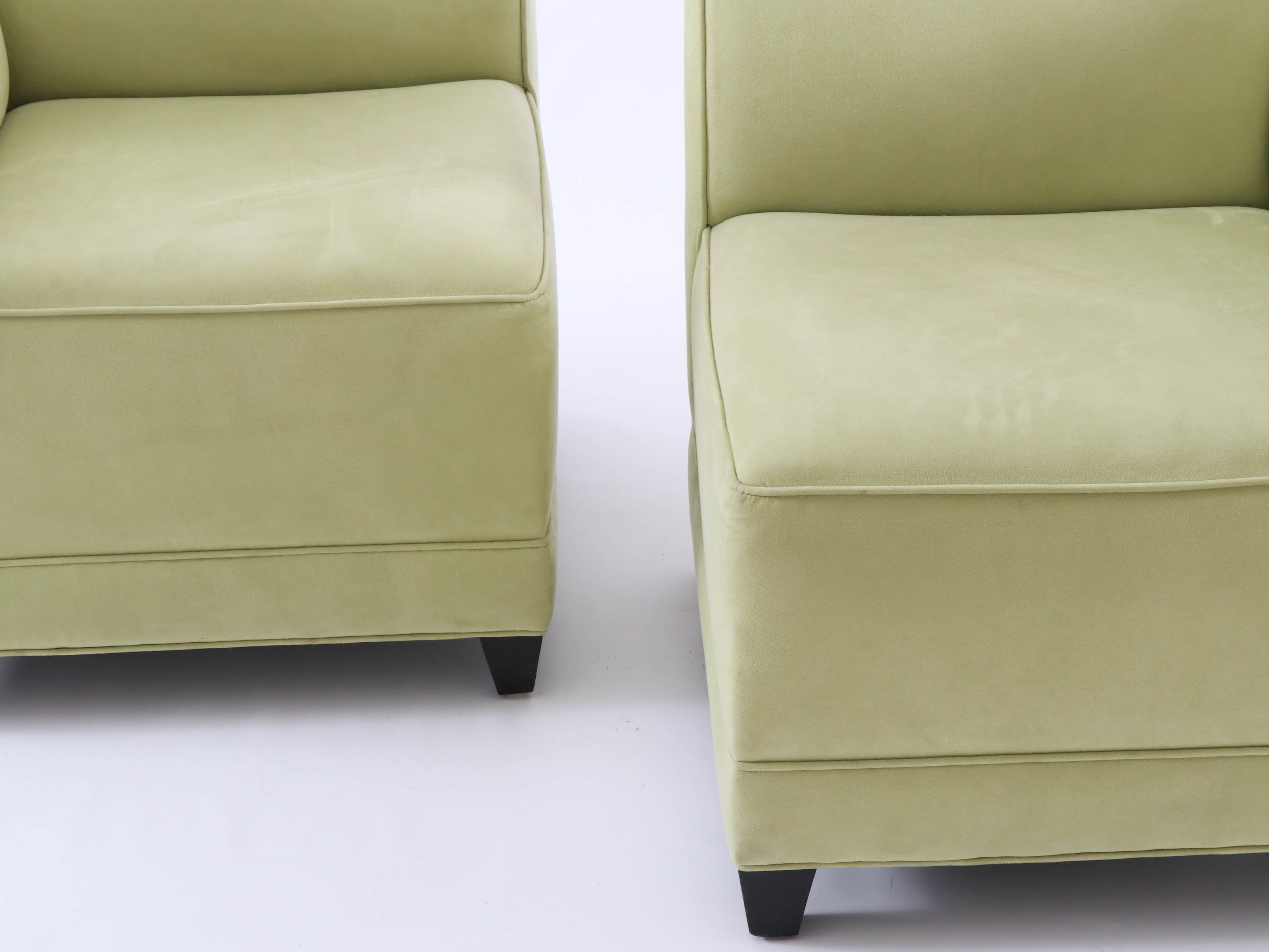 Modern Todd Hase Celery Green Microfiber Modular Loveseat