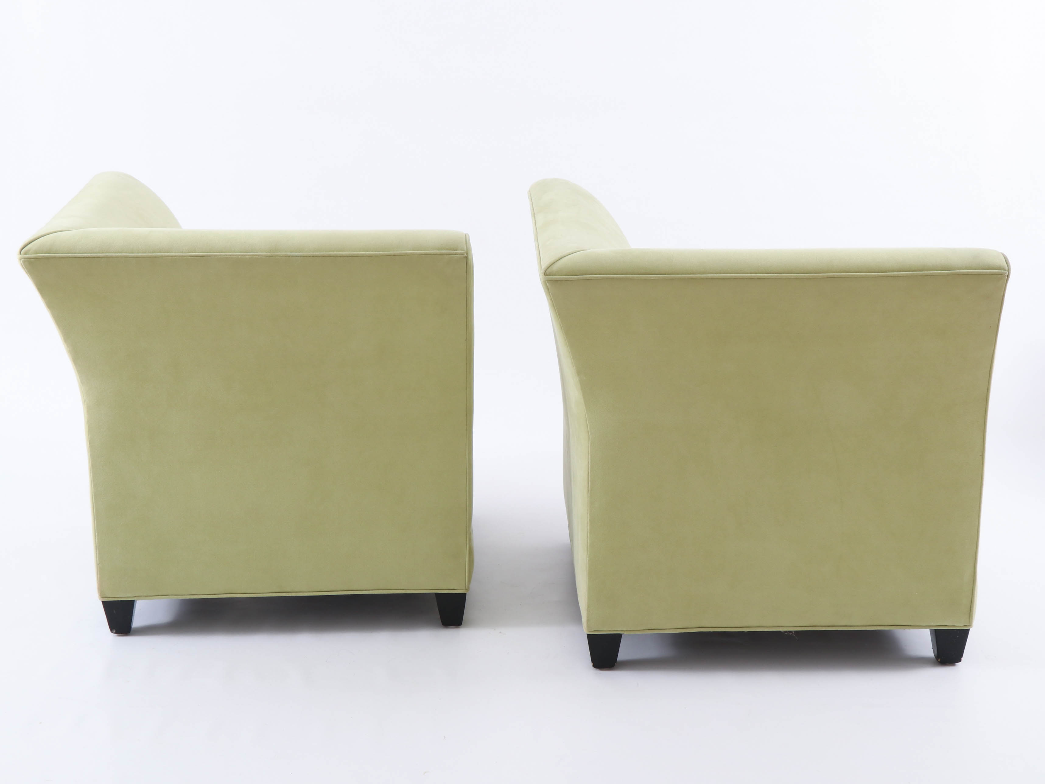 Modern Todd Hase Celery Green Microfiber Modular Loveseat