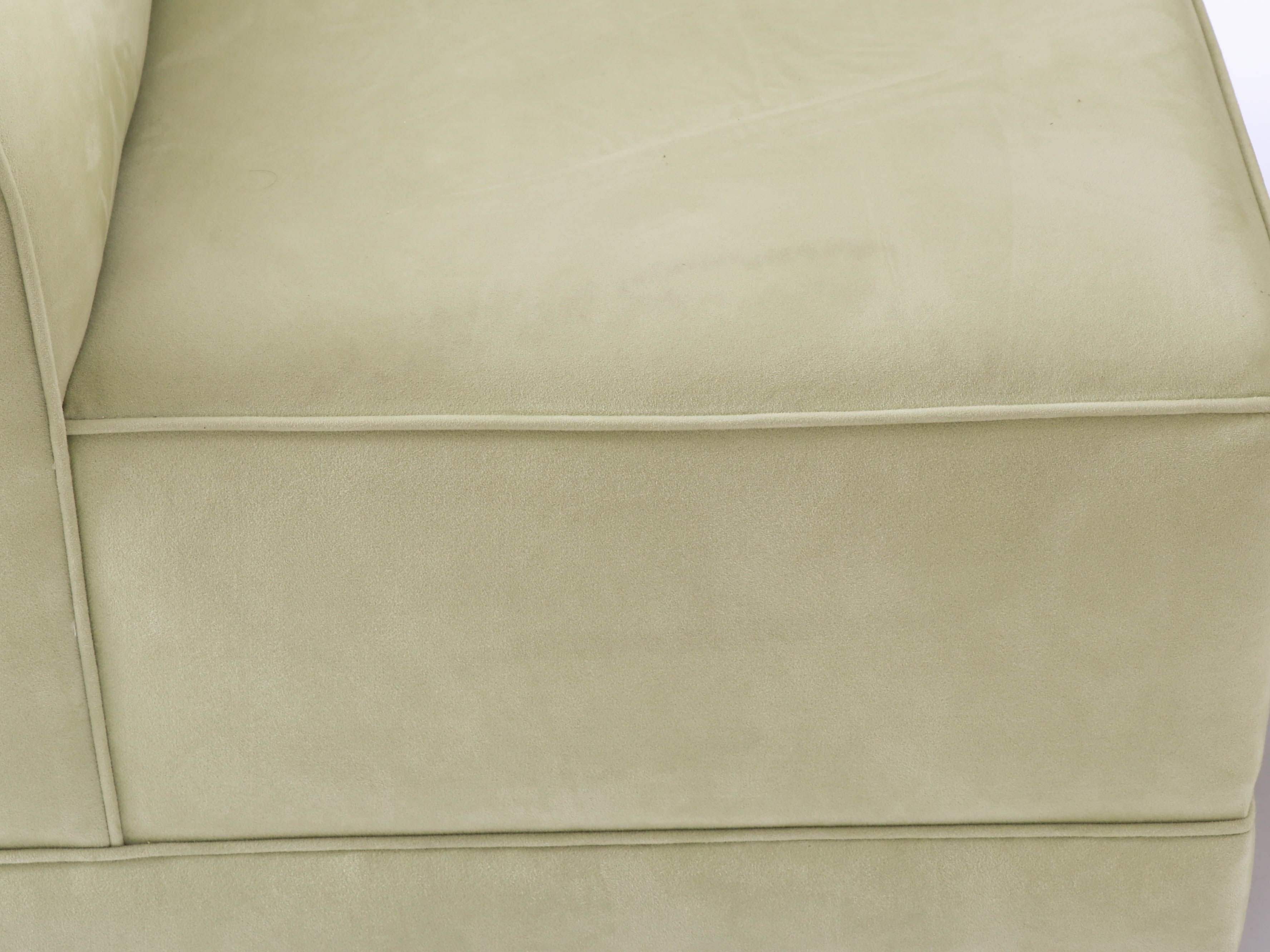 Modern Todd Hase Celery Green Microfiber Modular Loveseat