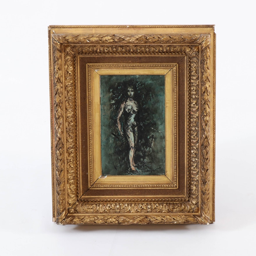 Oil Painting of Standing Nude Figure, 20th Century