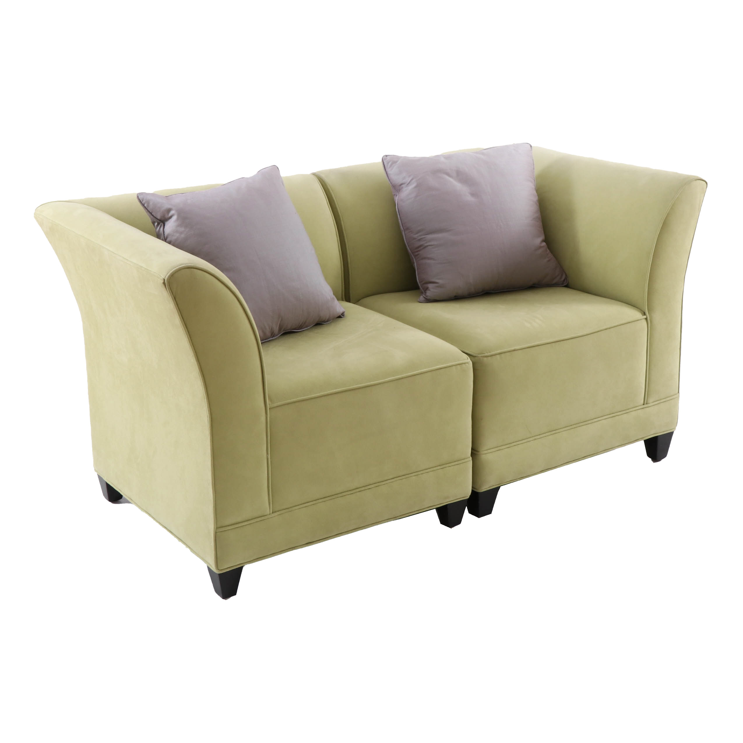Modern Todd Hase Celery Green Microfiber Modular Loveseat