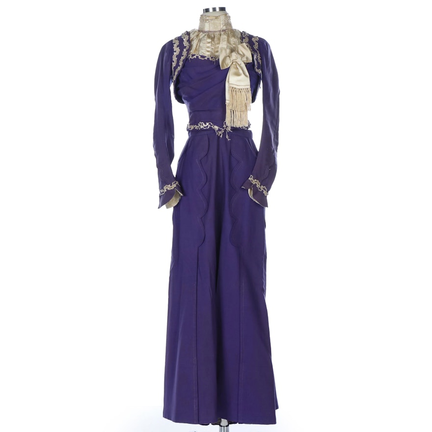 Early Edwardian Handmade Purple Wedding Dress