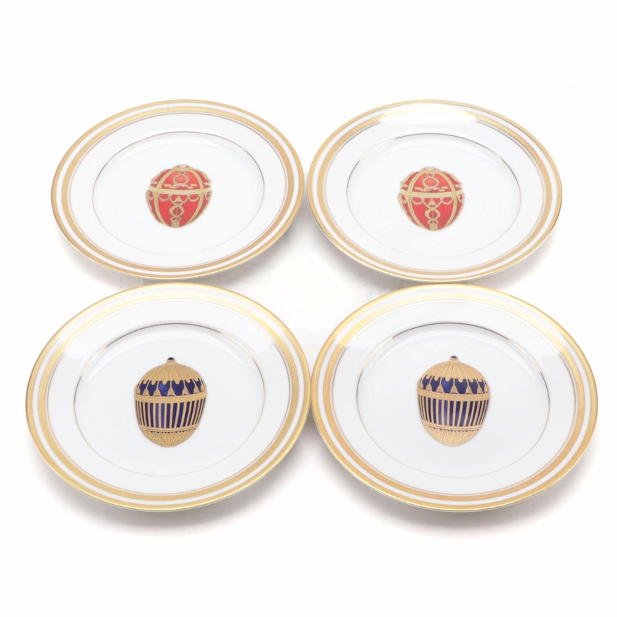 Fabergé Imperial Egg Collection Gilded Porcelain Salad Plates