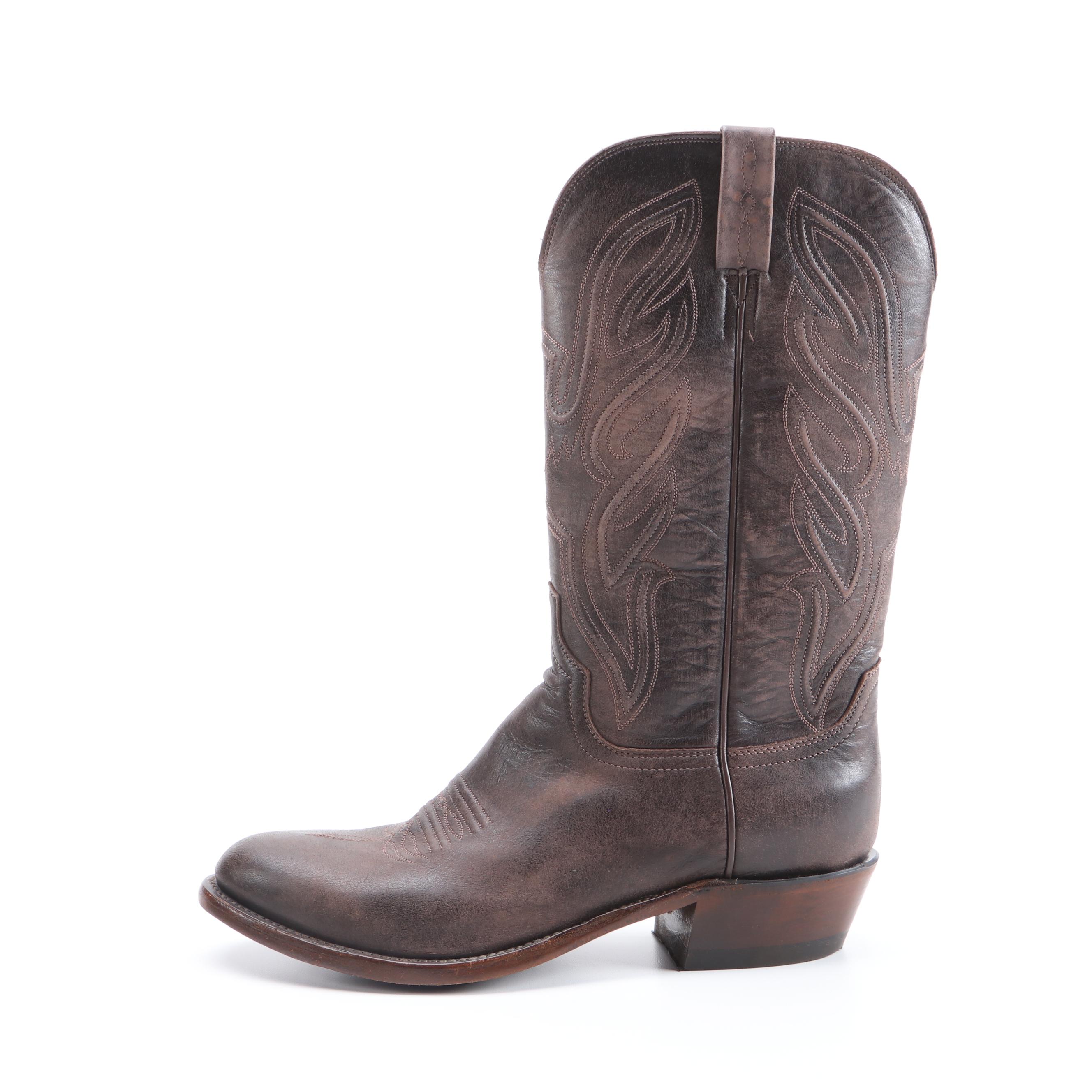 Men's Lucchese x Eric Church The Talladega Western Boots in Weathered Leather