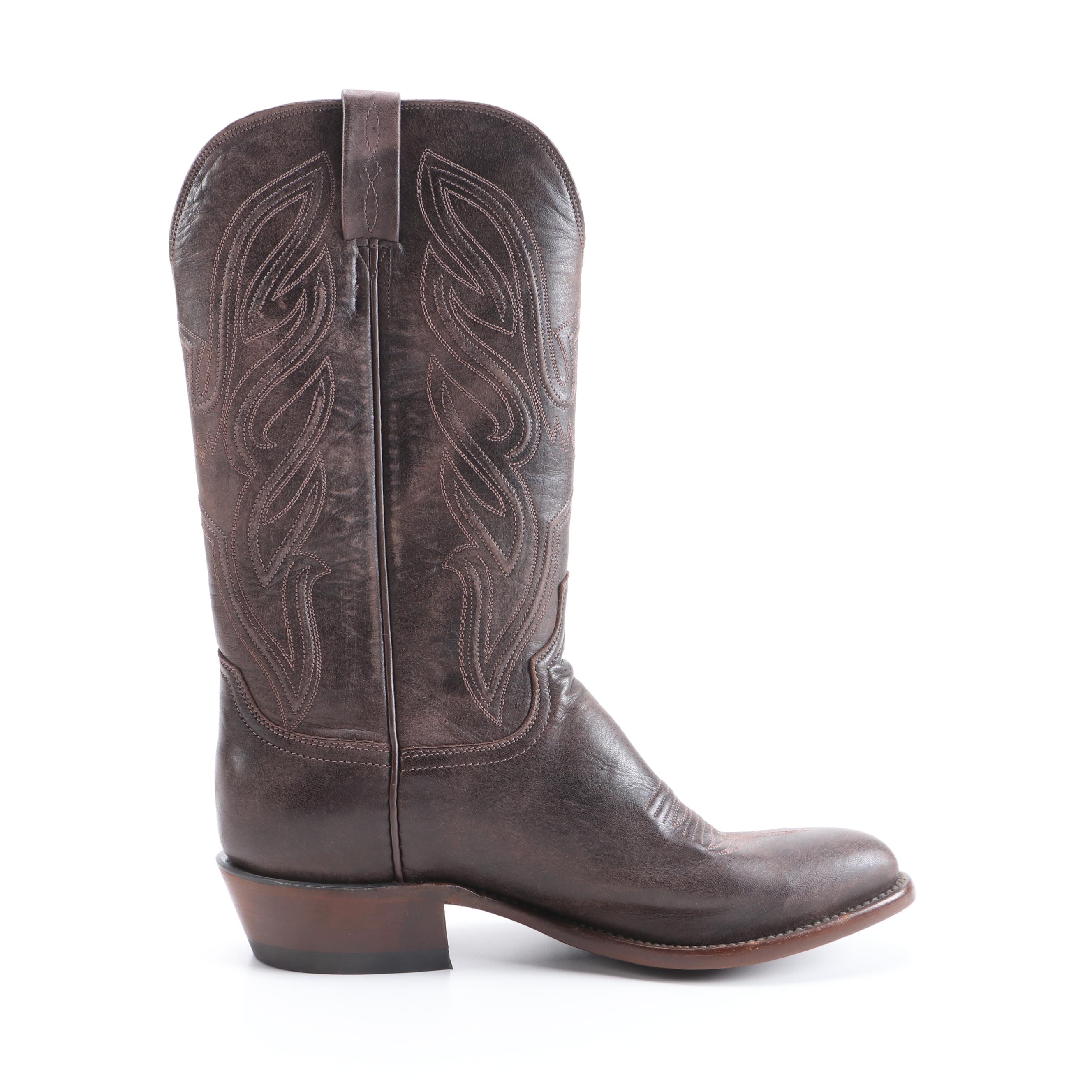 Men's Lucchese x Eric Church The Talladega Western Boots in Weathered Leather