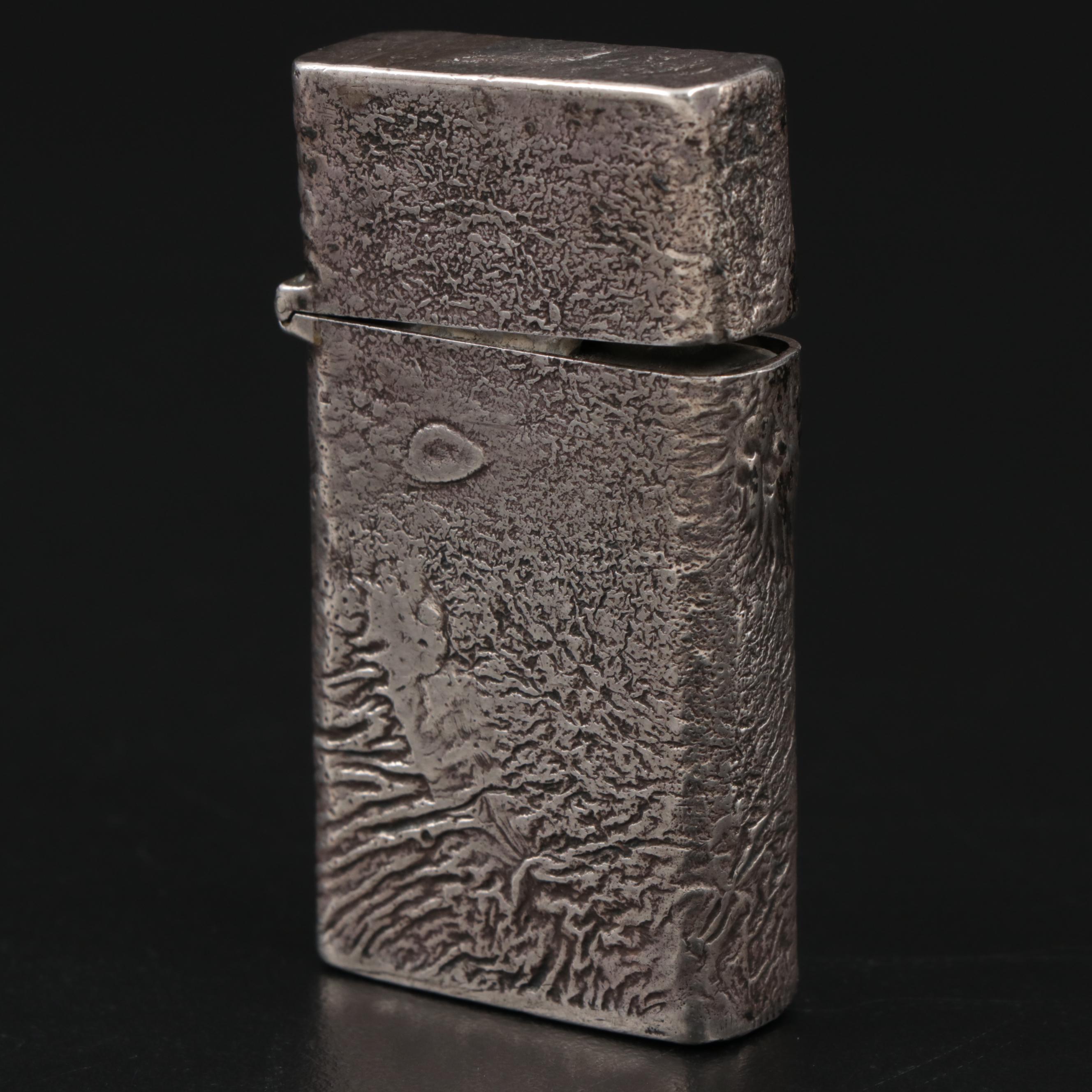 Italian Brutalist Sterling Silver Cigarette Lighter Cover for Tiffany & Co.