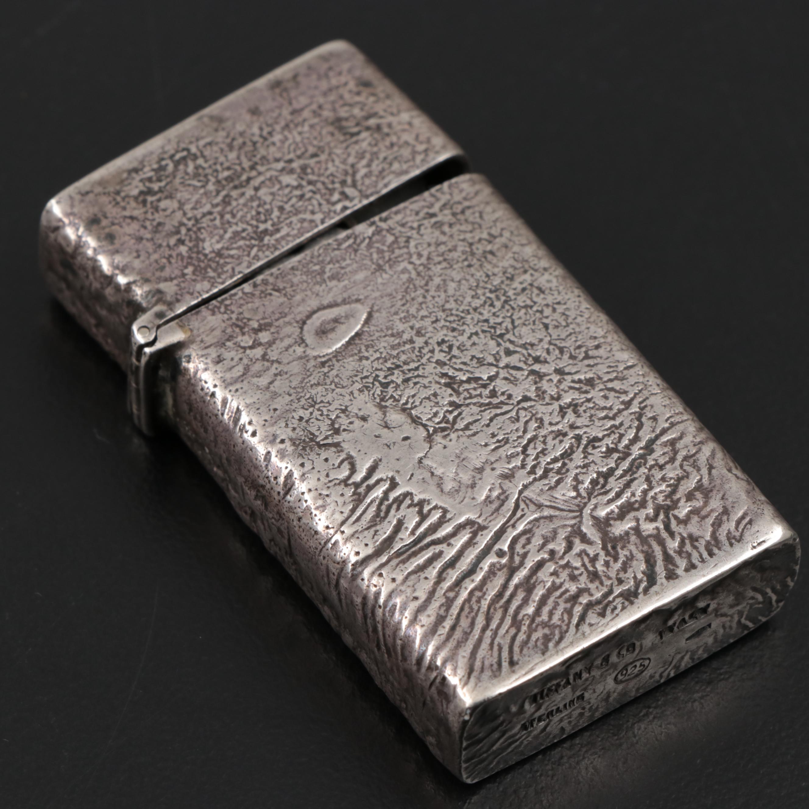 Italian Brutalist Sterling Silver Cigarette Lighter Cover for Tiffany & Co.