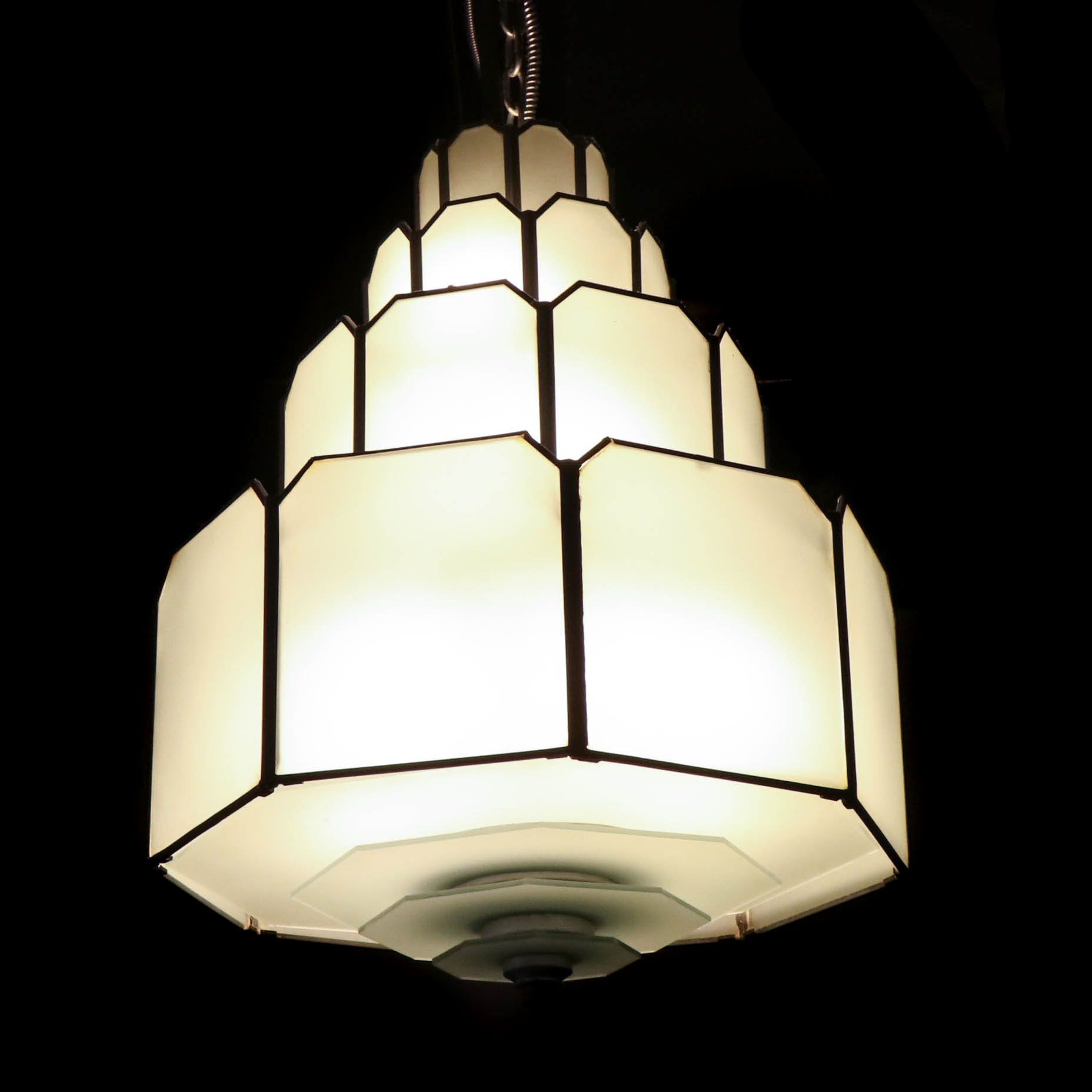 Cincinnati Union Terminal Train Station Art Deco Chandelier, 1950s