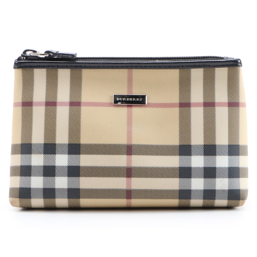 Burberry London "Nova Check" Coated Canvas Accessories Pouch
