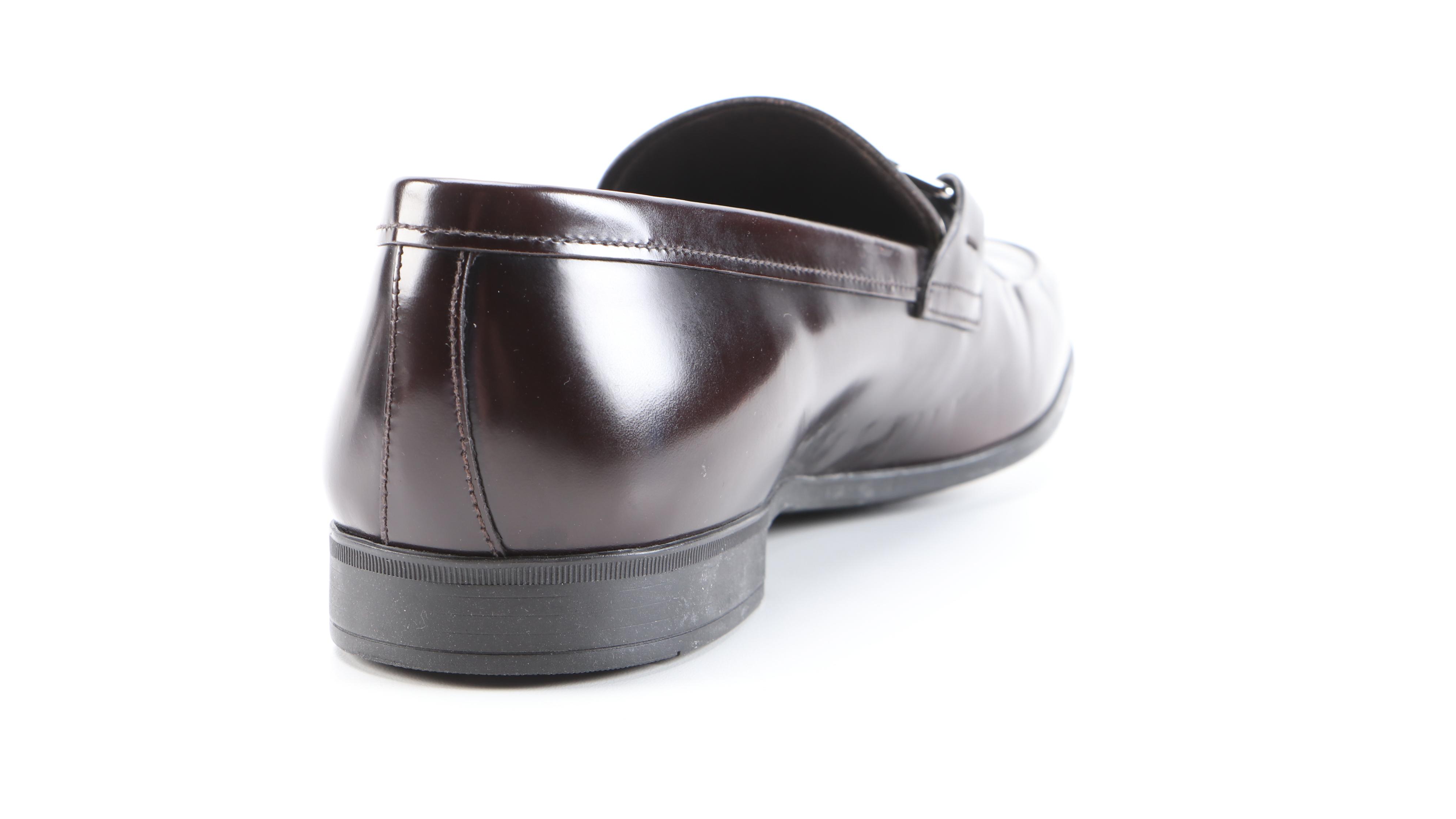 Men's Prada Dark Brown and Black Logo Plaque Loafers