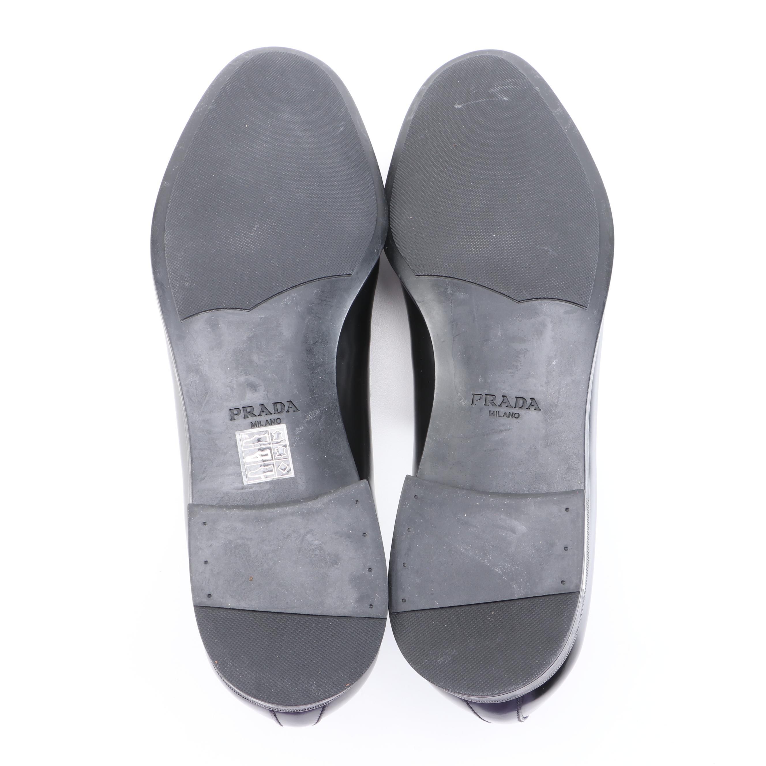 Men's Prada Dark Brown and Black Logo Plaque Loafers