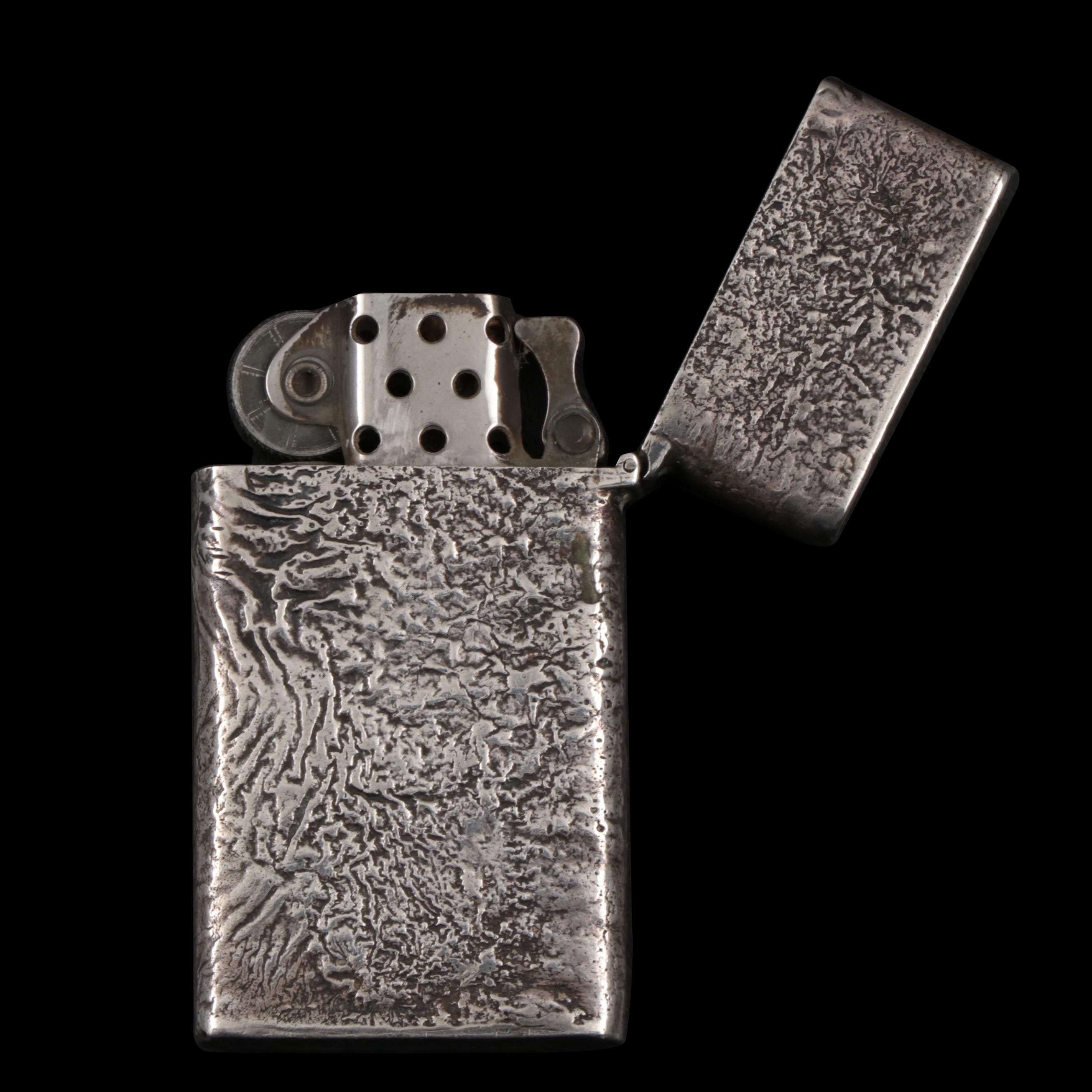 Italian Brutalist Sterling Silver Cigarette Lighter Cover for Tiffany & Co.