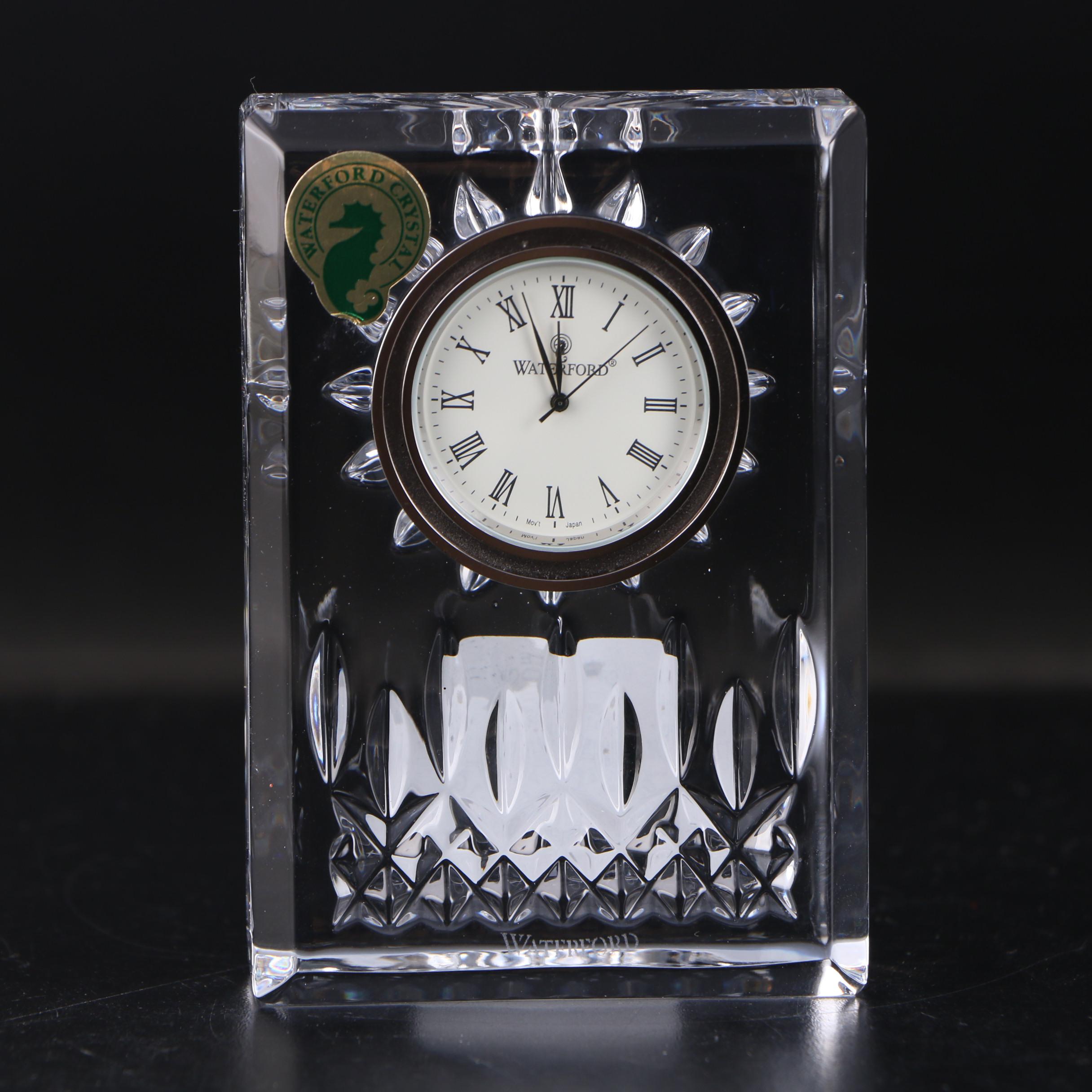Waterford Crystal "Lismore" Desk Clock with Original Packaging