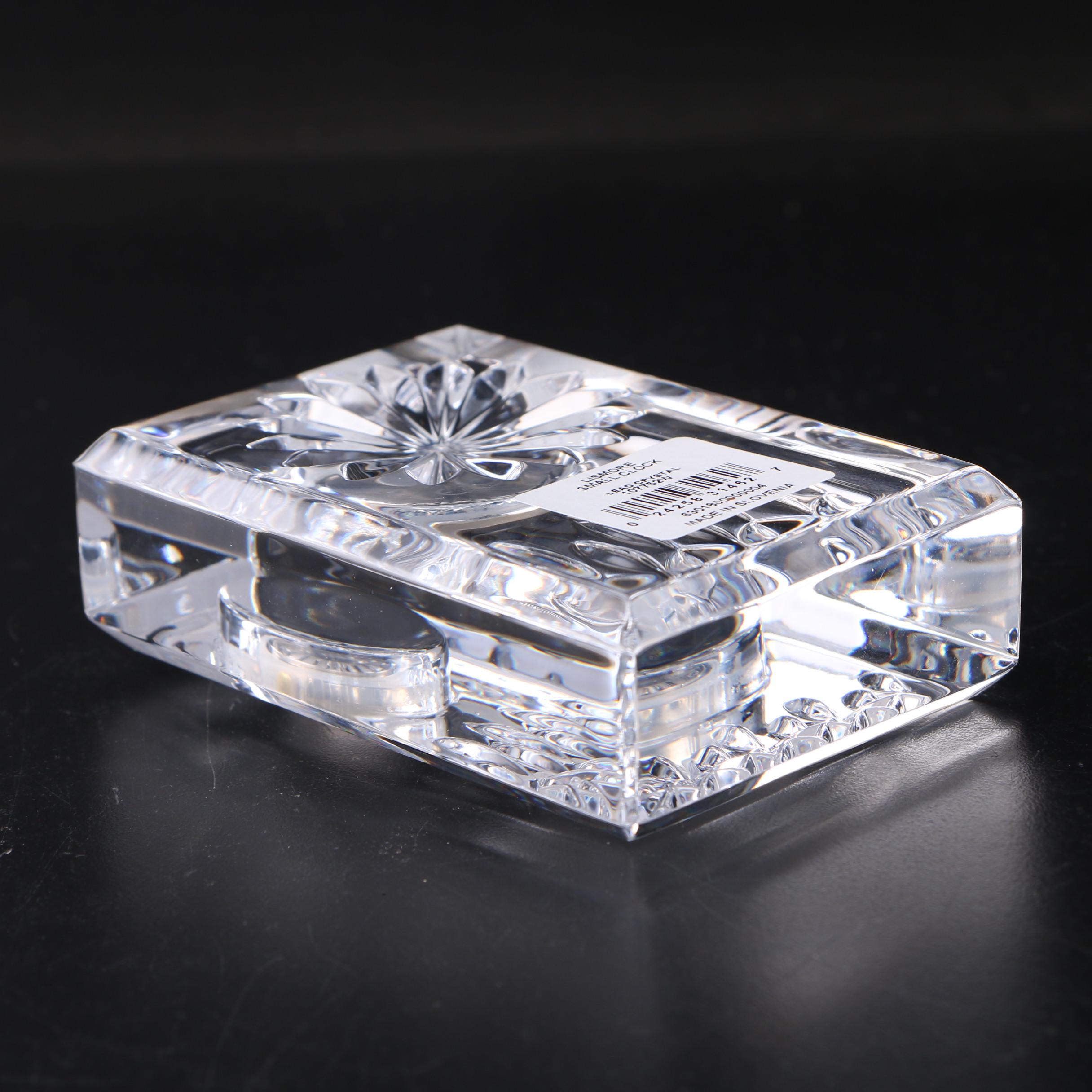 Waterford Crystal "Lismore" Desk Clock with Original Packaging