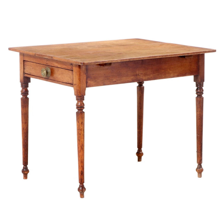 American Primitive Single-Drawer Table, 19th Century