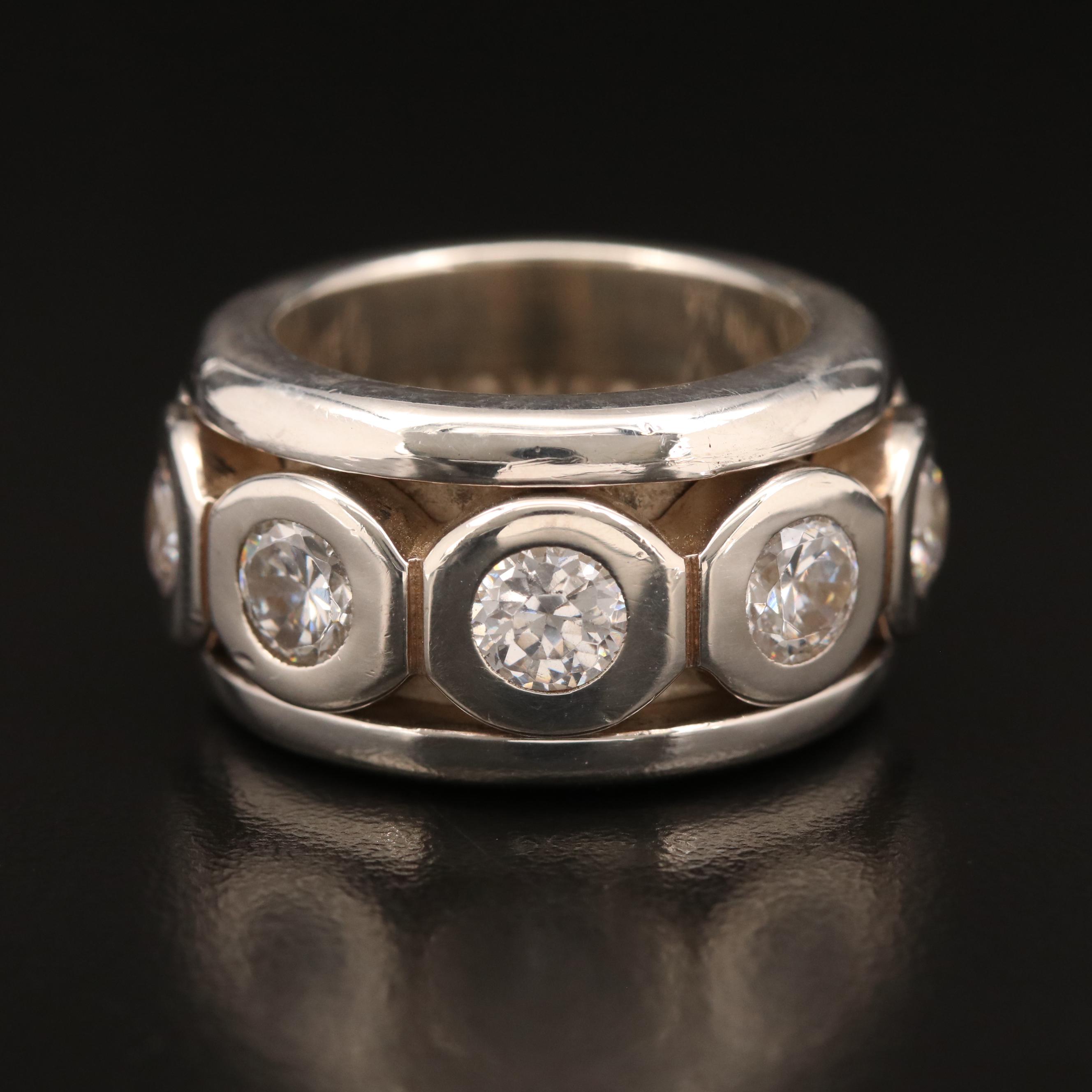 Laurent Leger 950 Silver Cubic Zirconia Spinner Ring