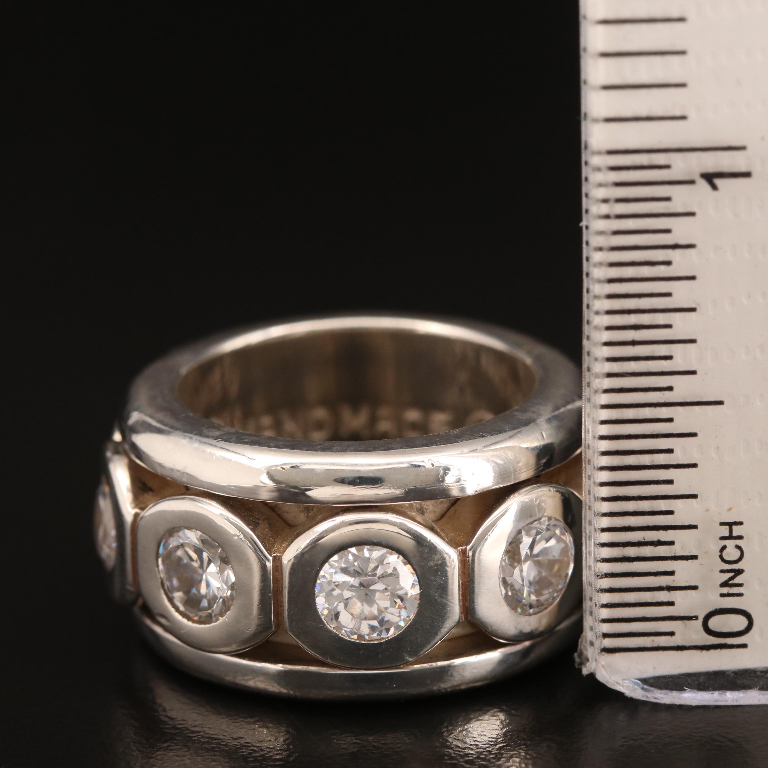 Laurent Leger 950 Silver Cubic Zirconia Spinner Ring