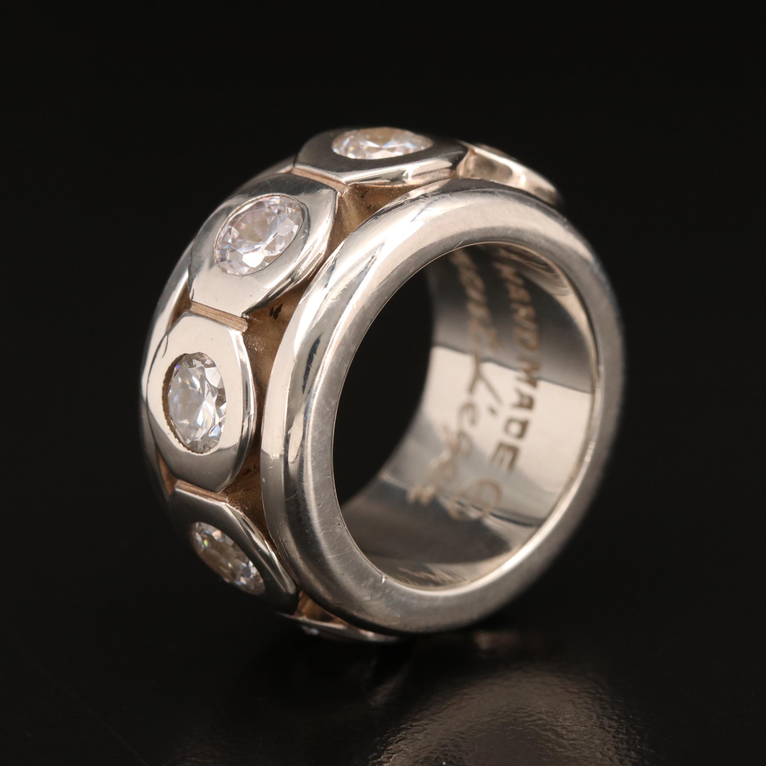 Laurent Leger 950 Silver Cubic Zirconia Spinner Ring
