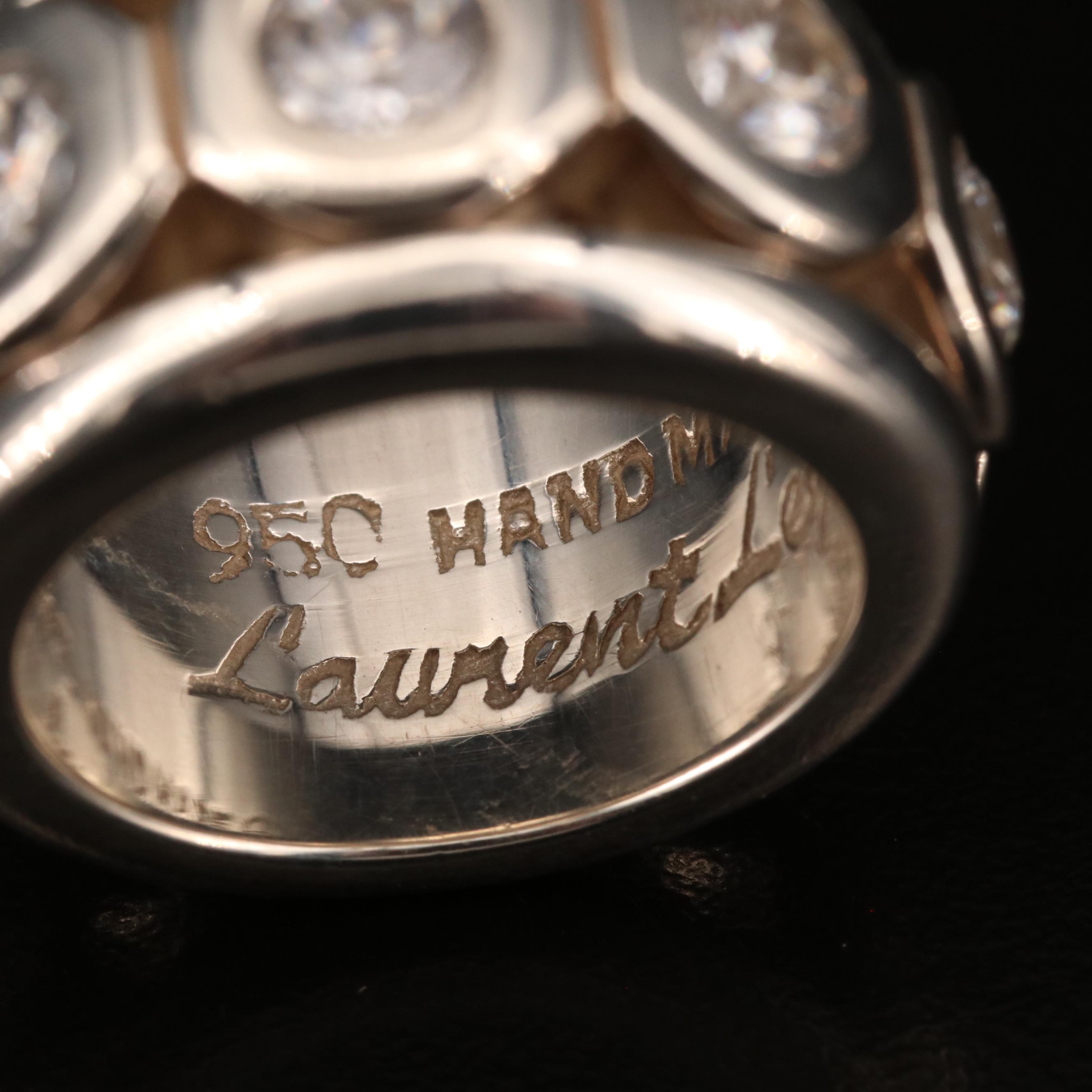 Laurent Leger 950 Silver Cubic Zirconia Spinner Ring