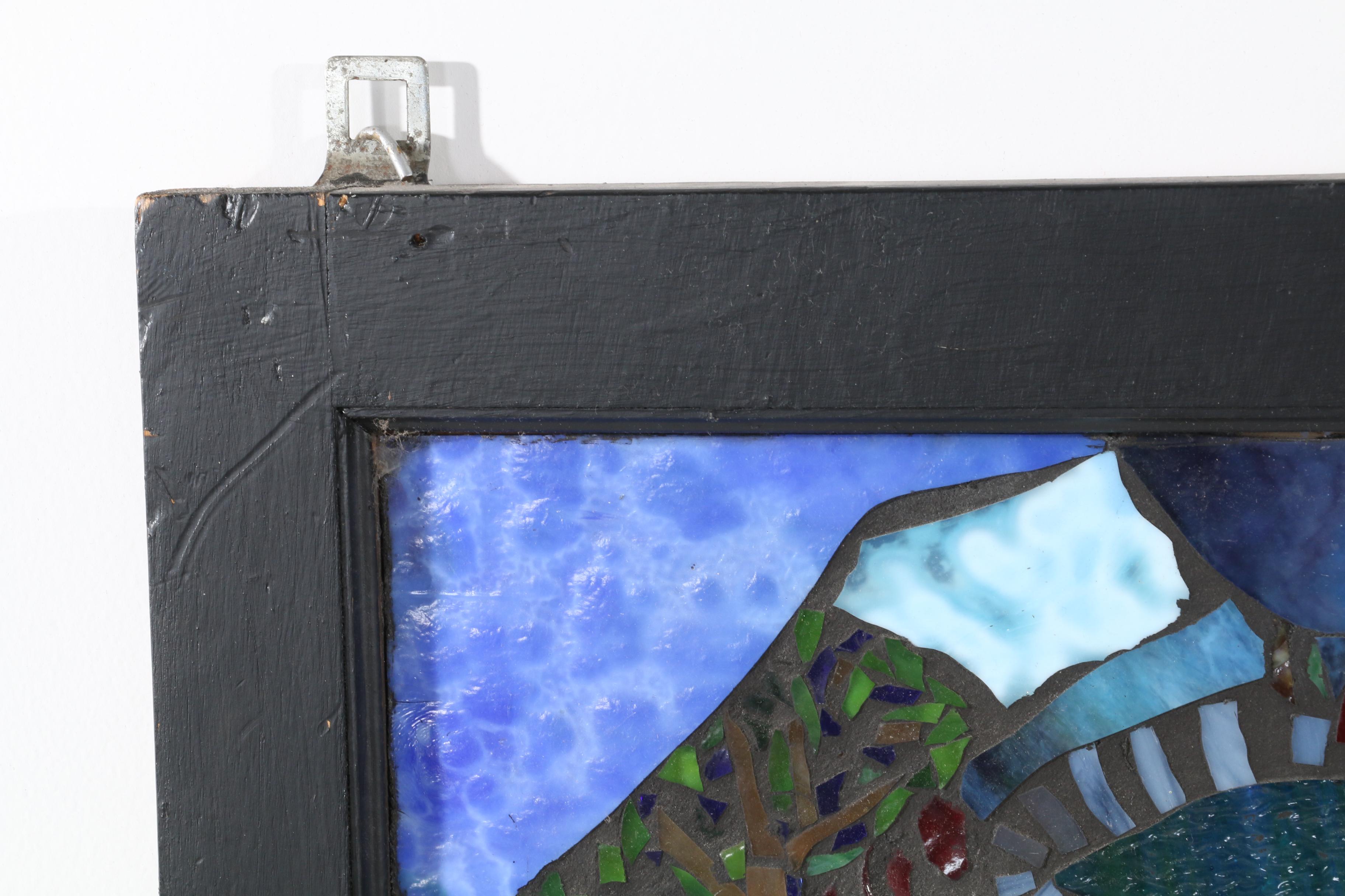 Daviea Davis Stained Glass Window of Abstract Village Landscape