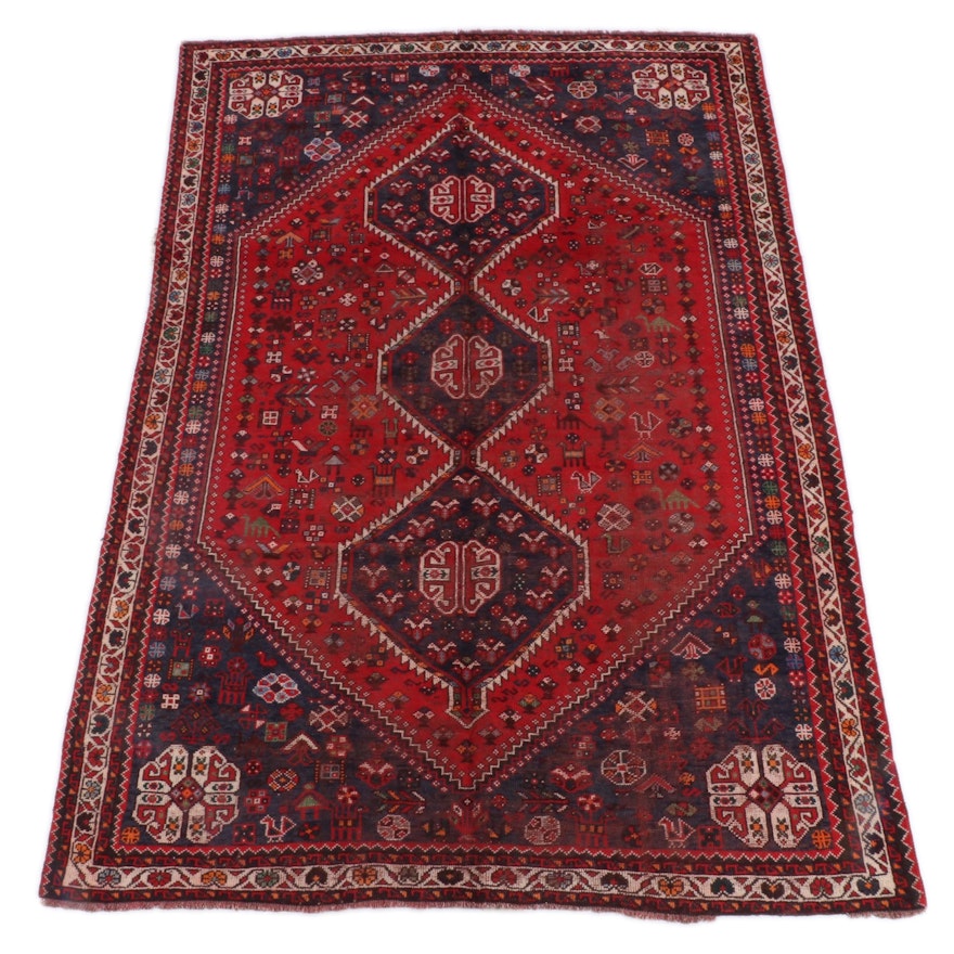 7'4 x 10'7 Hand-Knotted Persian Qashqai Wool Rug