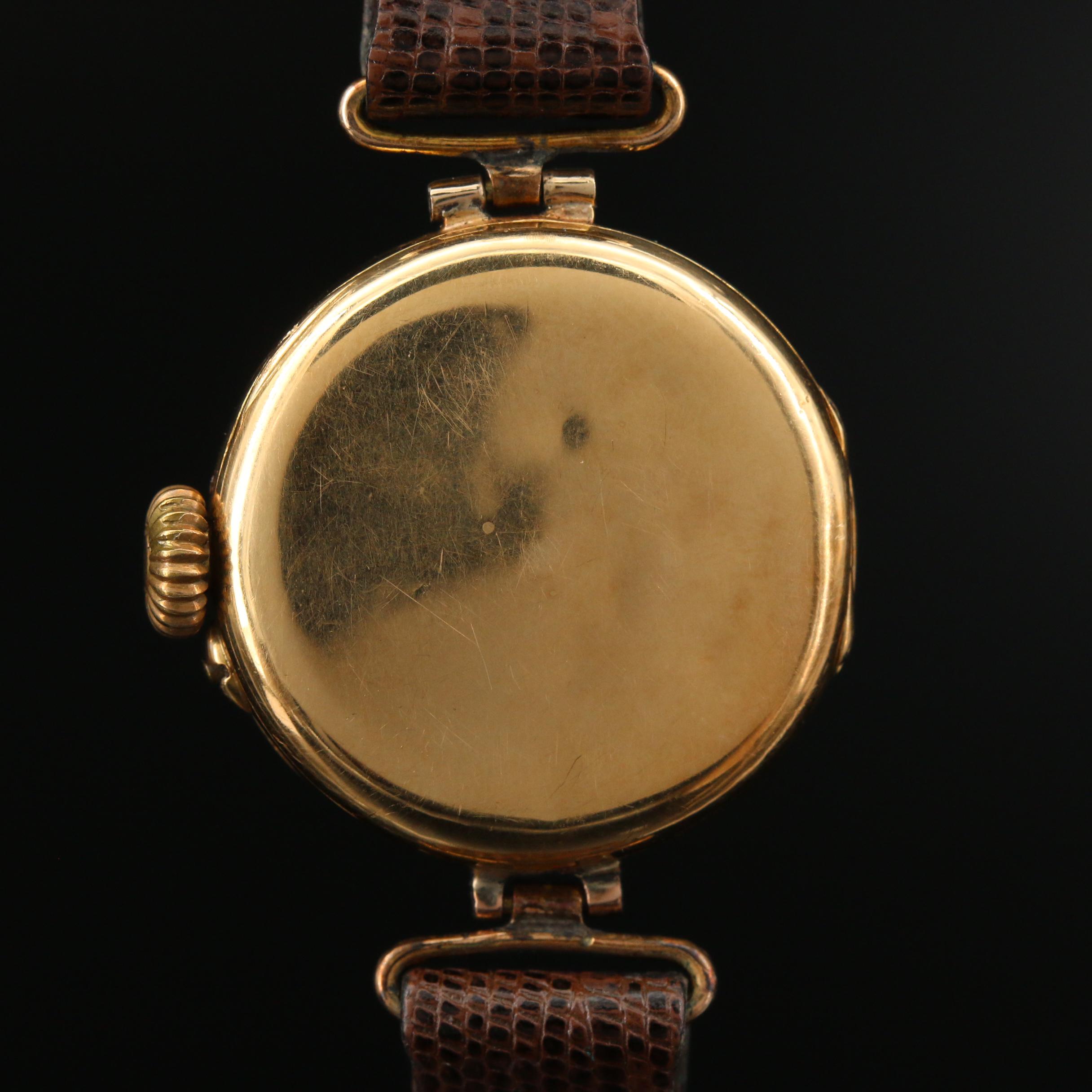 1913 Rolex 18K Gold Demi-Hunter Stem Wind Watch