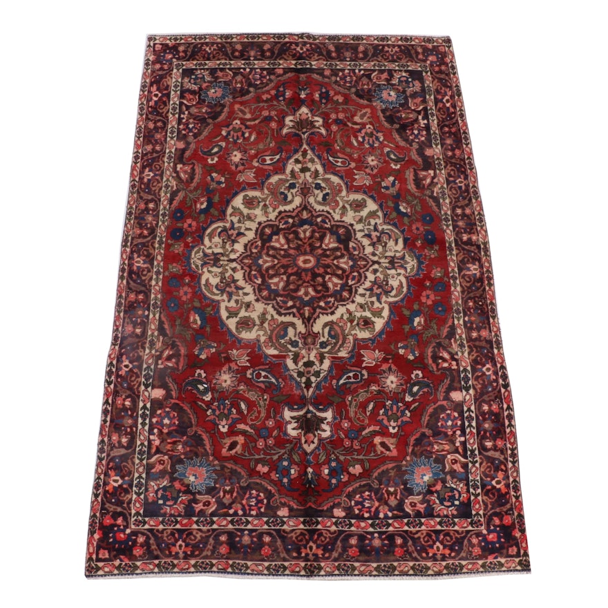 6'7 x 10'9 Hand-Knotted Perisan Mashhad Wool Rug