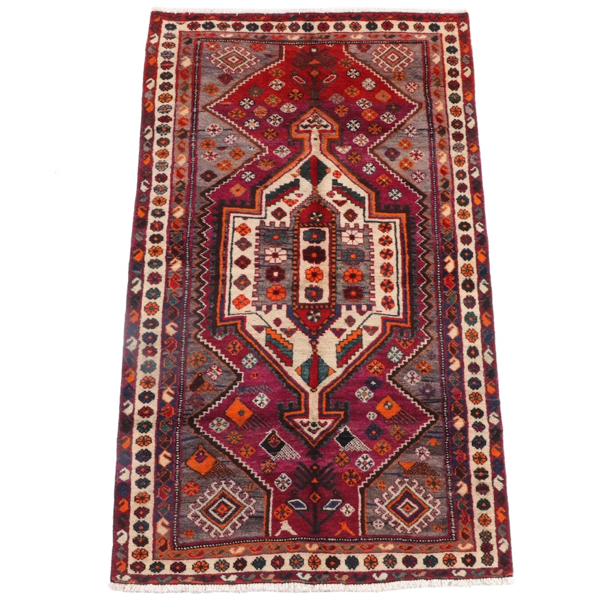 4'4 x 7'6 Hand-Knotted Persian Afshar Wool Rug