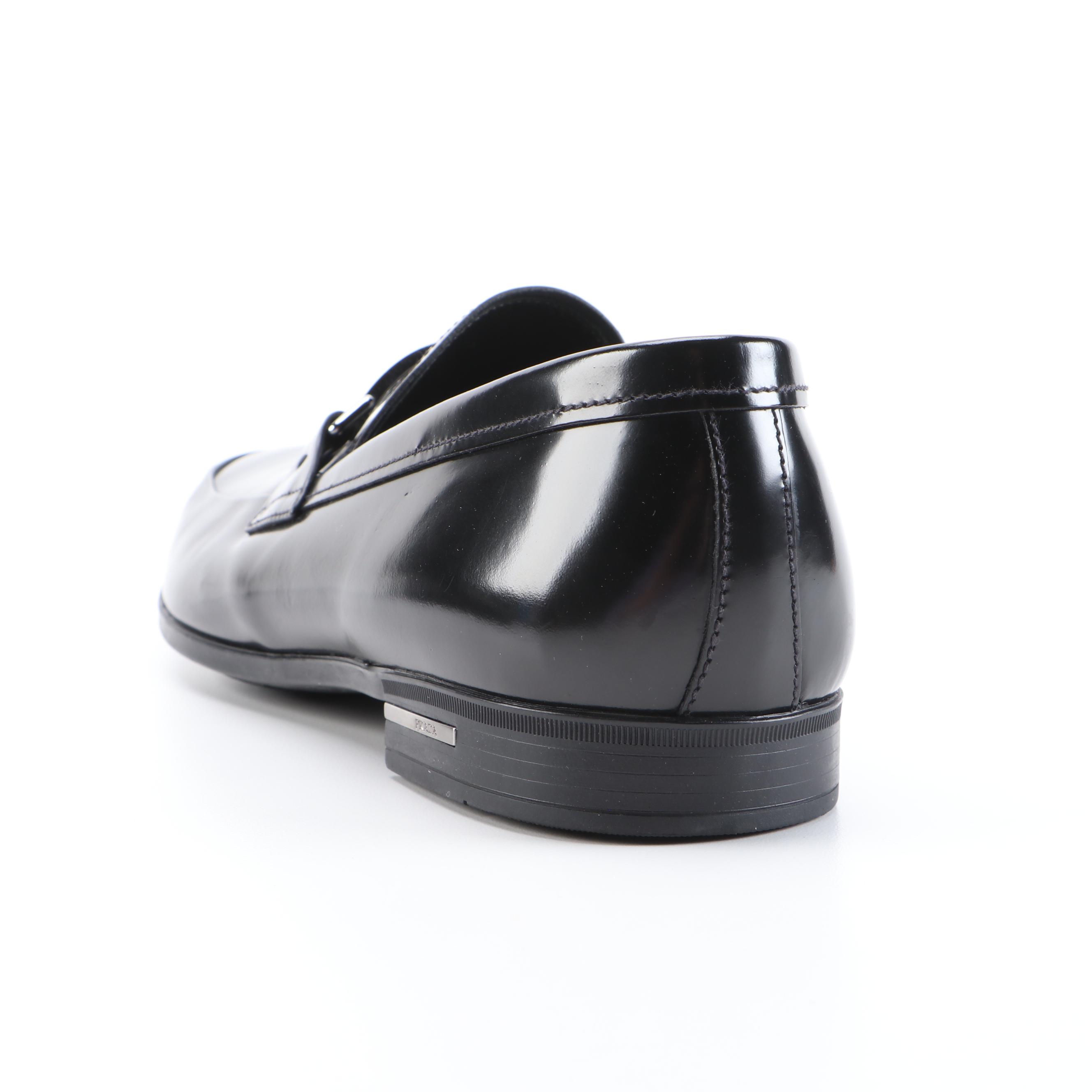 Men's Prada Black Logo Plaque Loafers