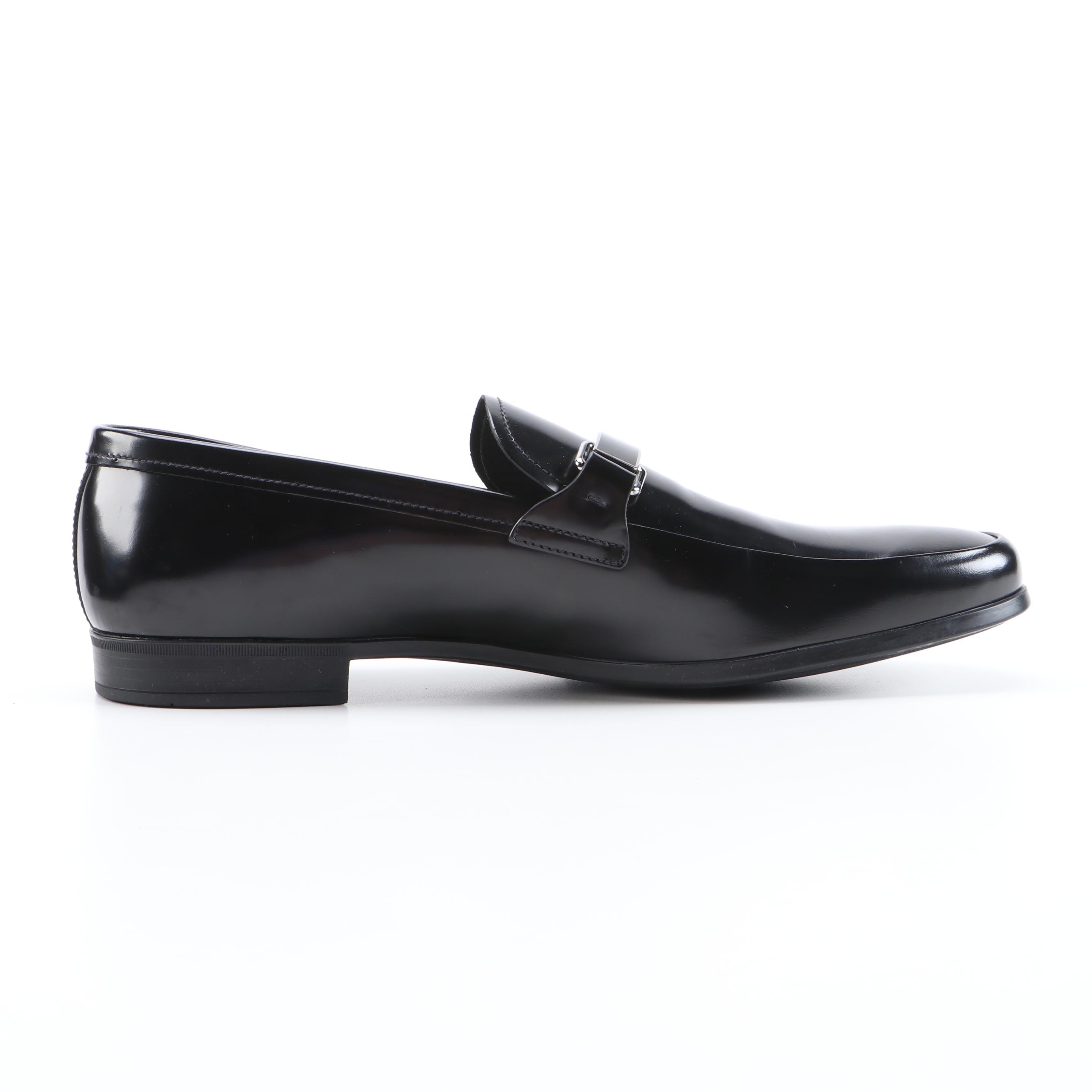 Men's Prada Black Logo Plaque Loafers