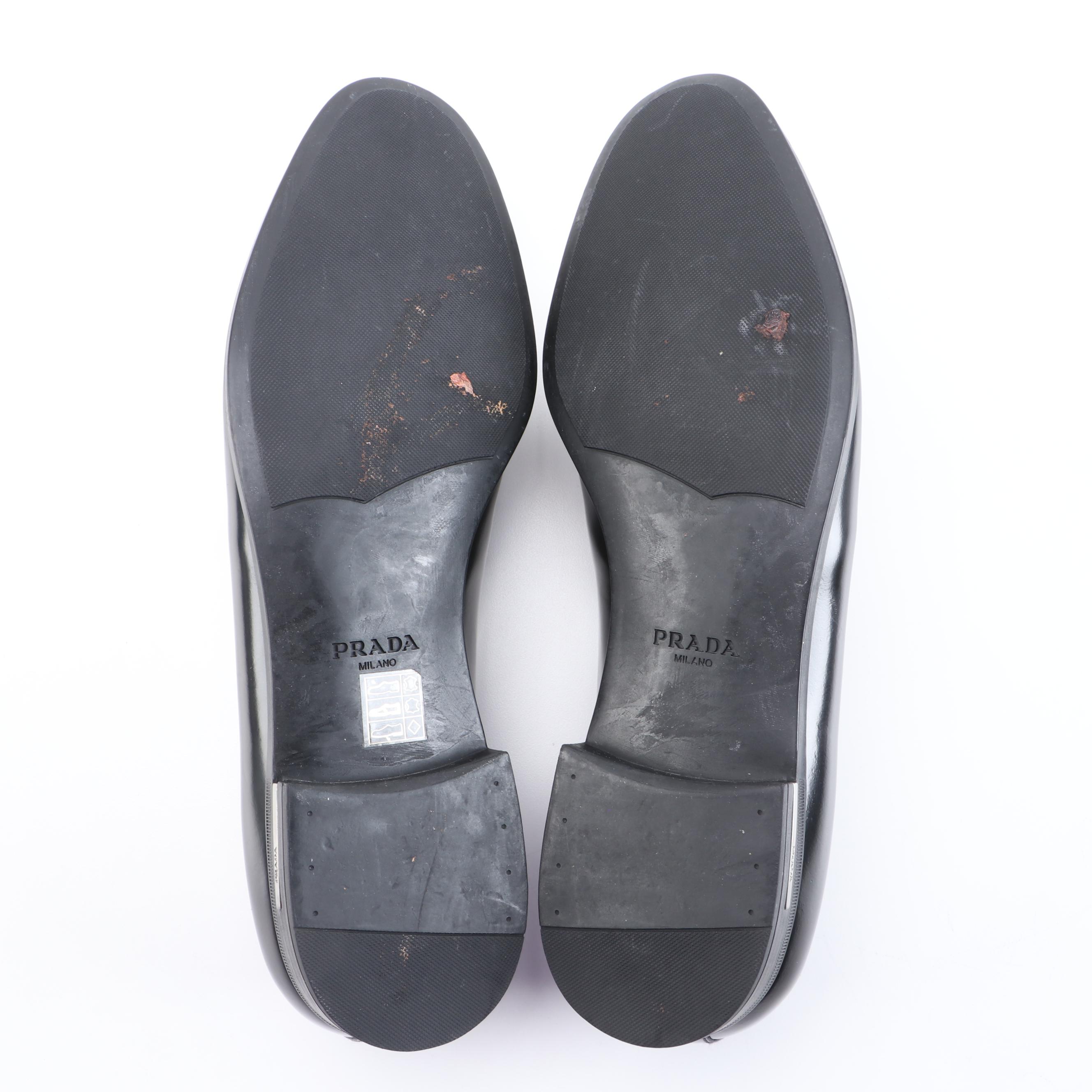 Men's Prada Black Logo Plaque Loafers