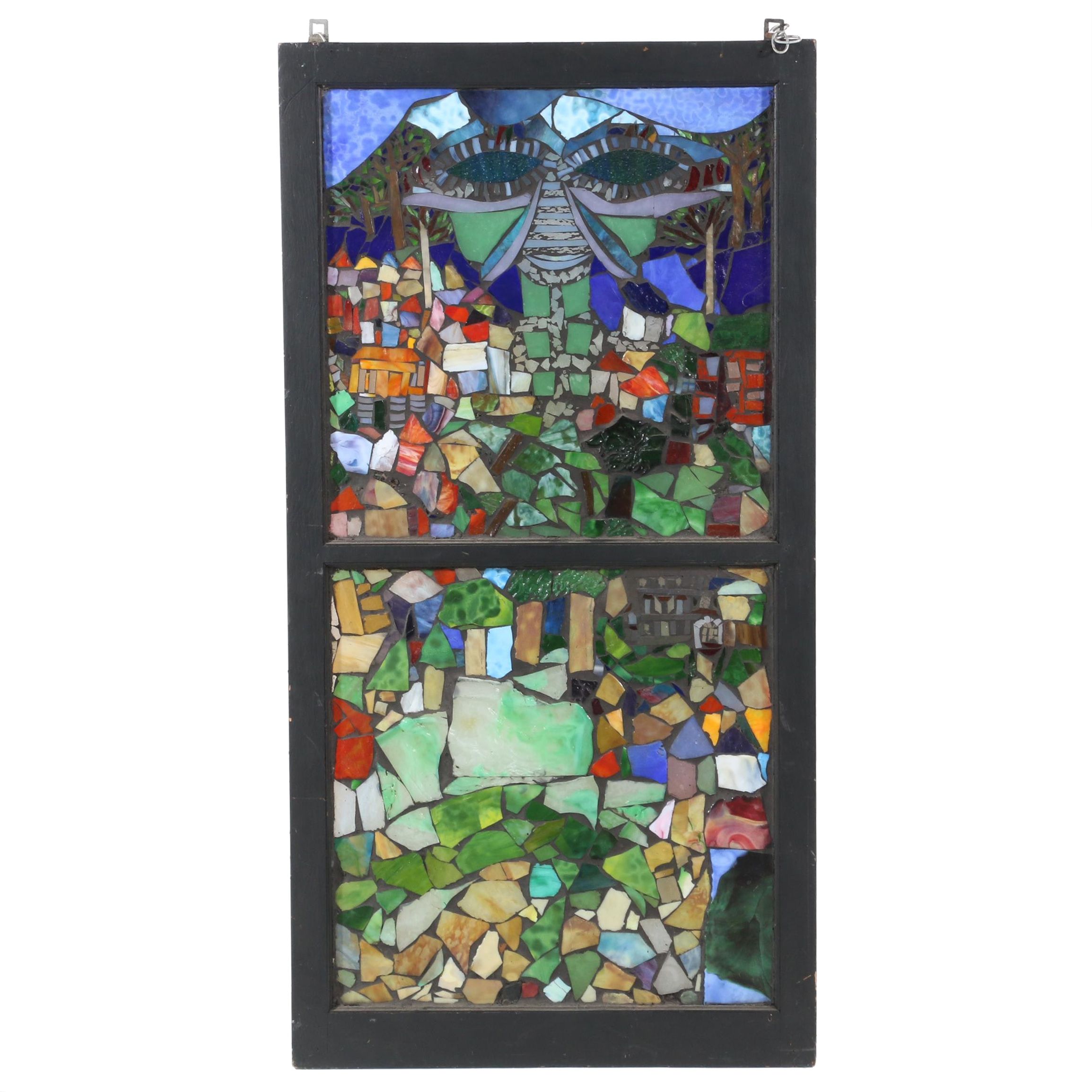 Daviea Davis Stained Glass Window of Abstract Village Landscape