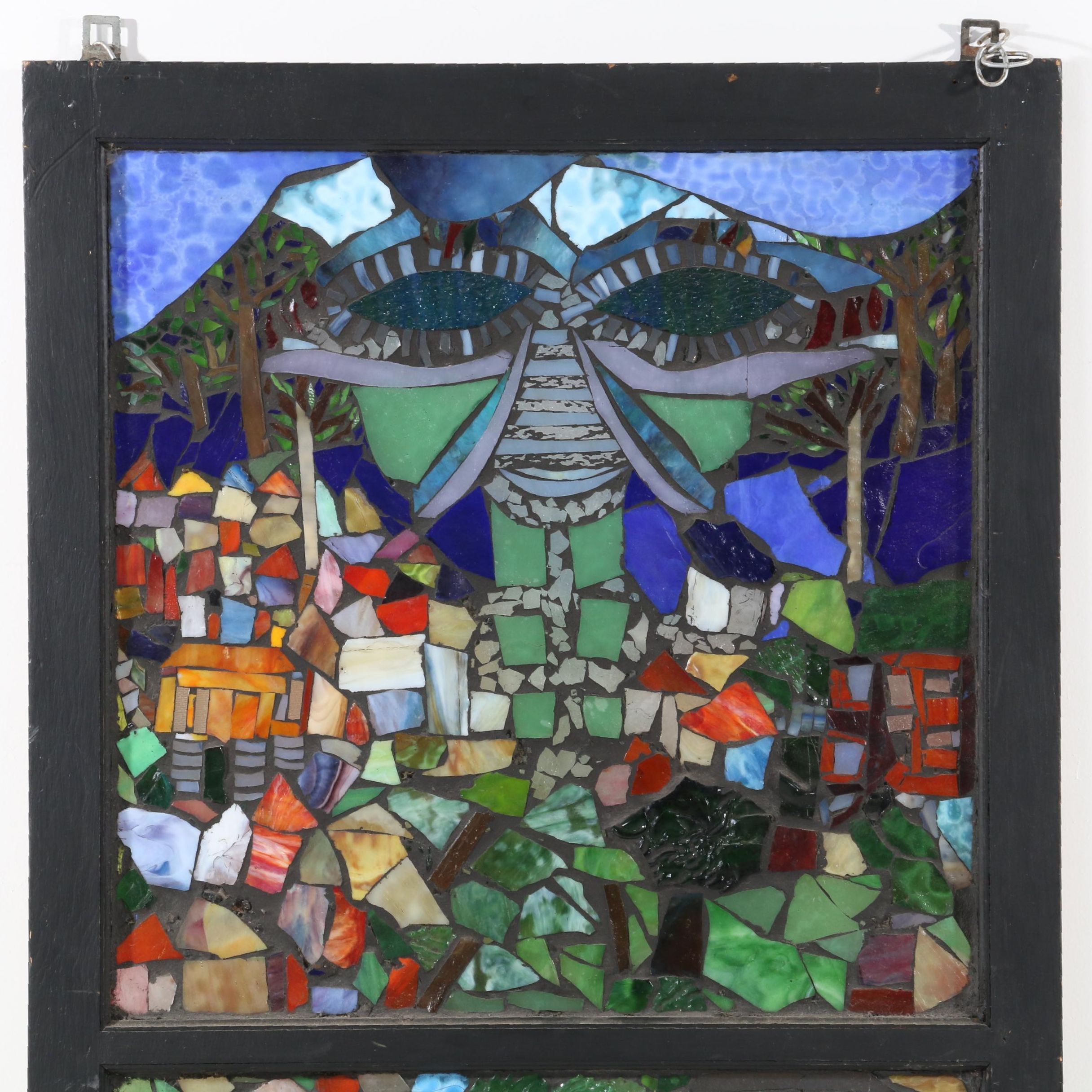 Daviea Davis Stained Glass Window of Abstract Village Landscape
