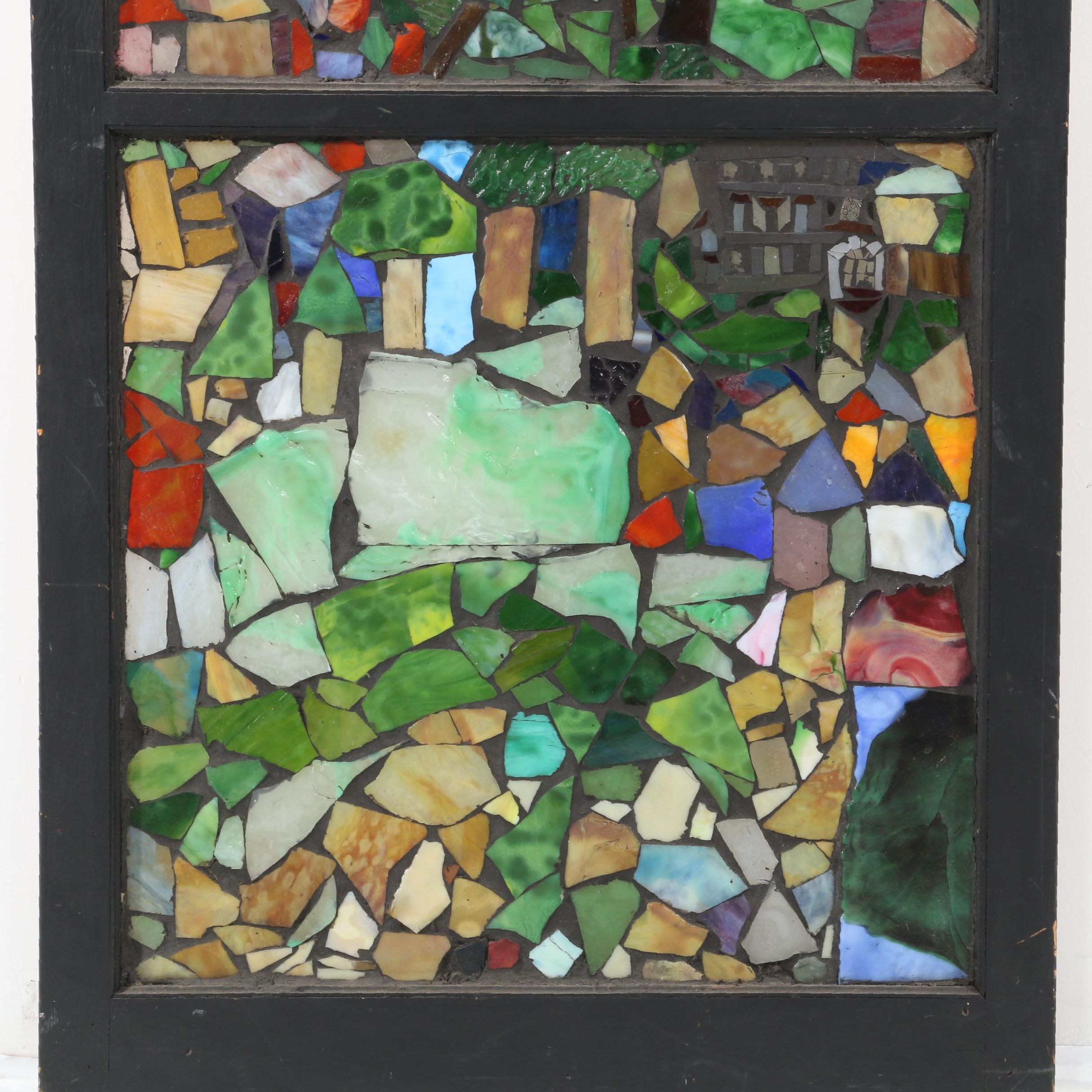 Daviea Davis Stained Glass Window of Abstract Village Landscape