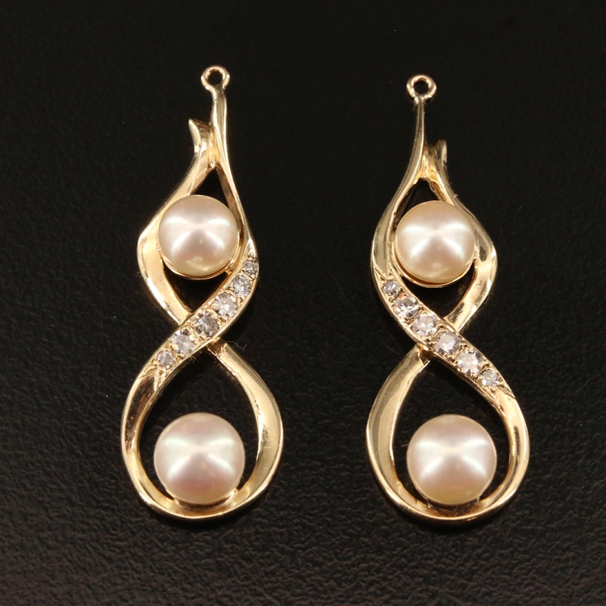 14K Pearl and Diamond Earring Enhancers