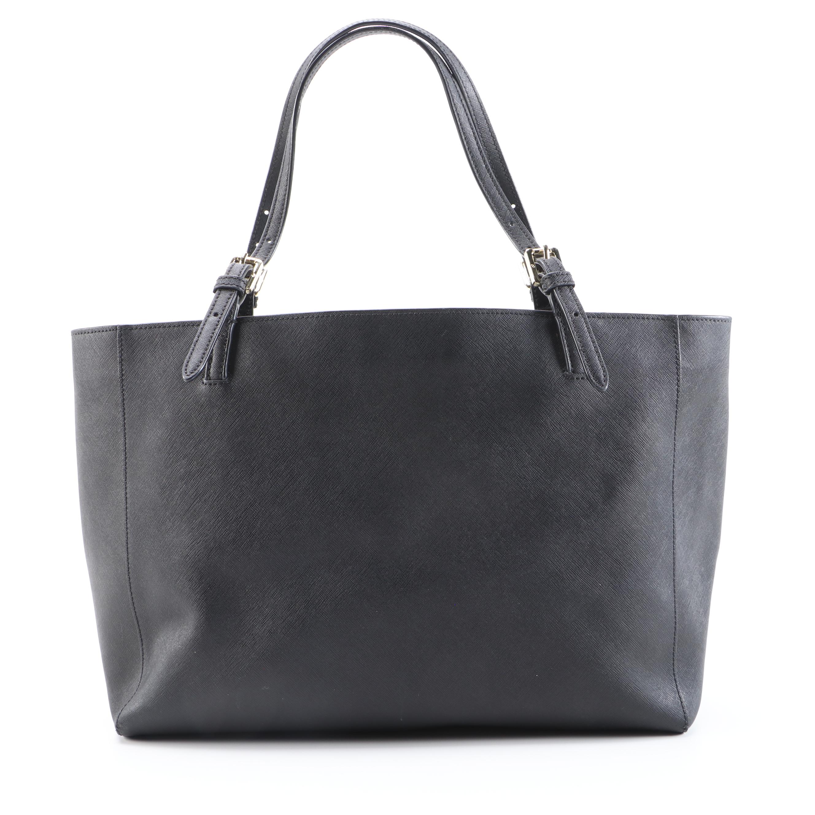 Tory Burch York Buckle Tote in Black Saffiano Leather