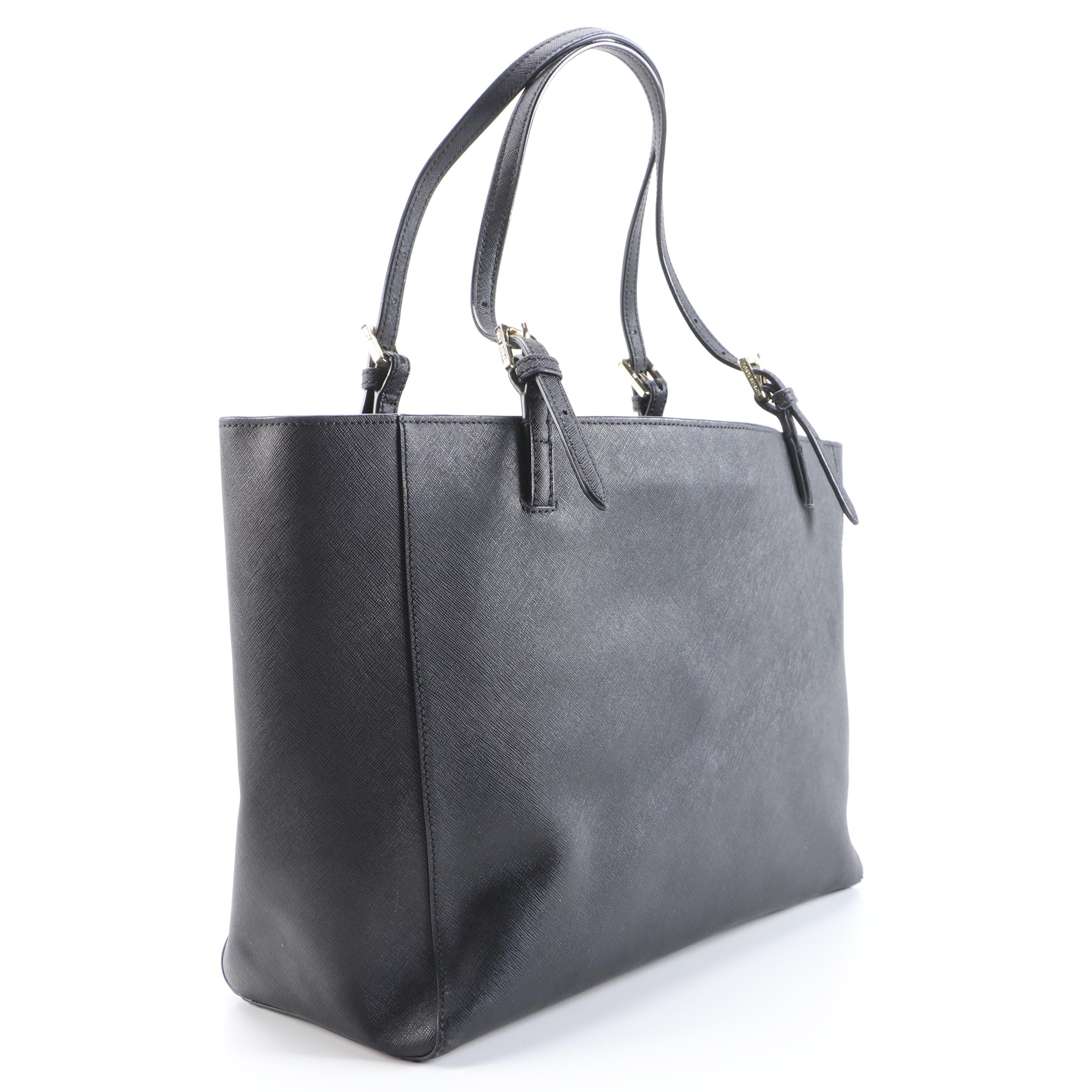Tory Burch York Buckle Tote in Black Saffiano Leather