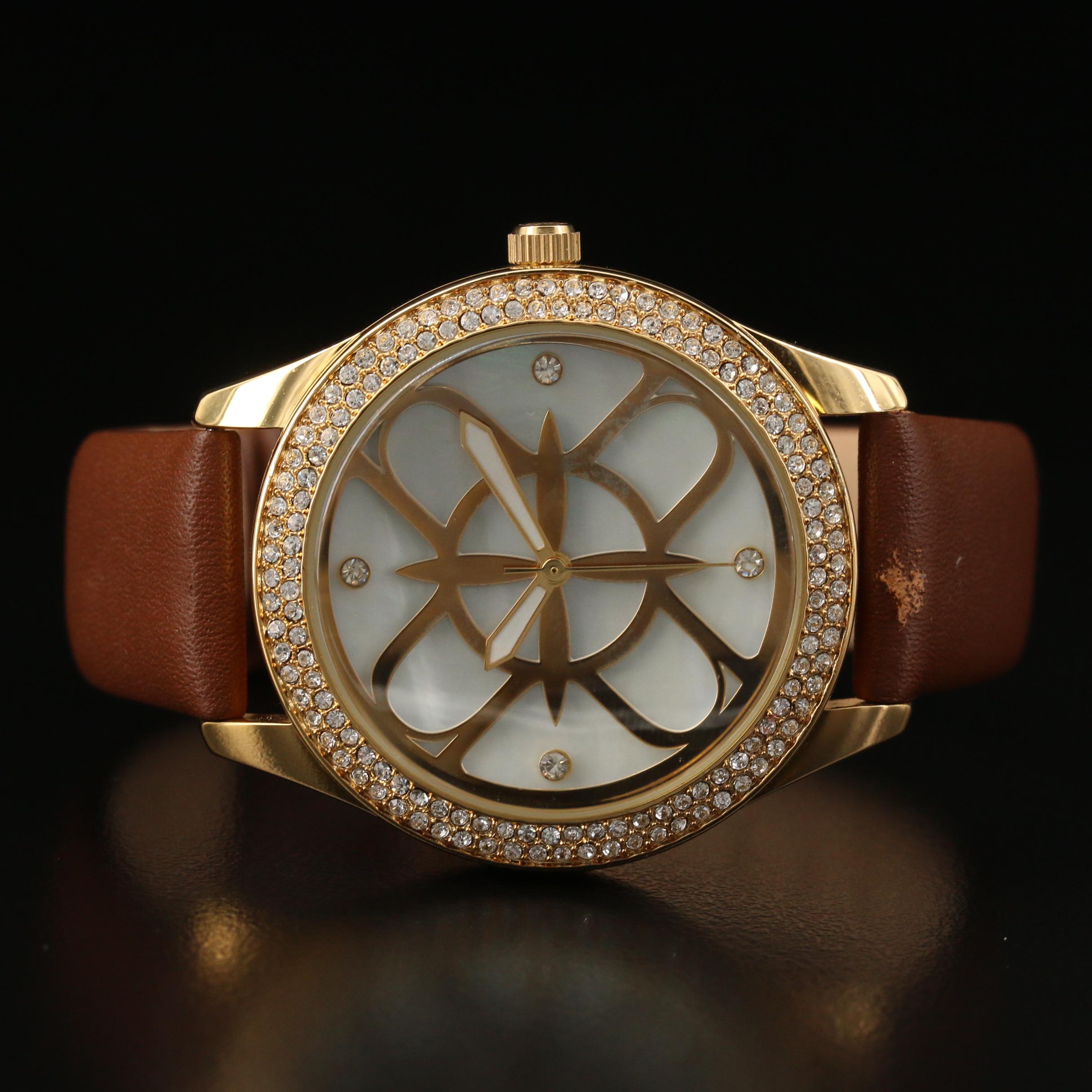 Nicole by Nicole Miller Crystal and Gold Tone Quartz Watch