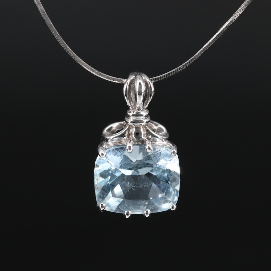 14K 3.20 CT Aquamarine Pendant Necklace