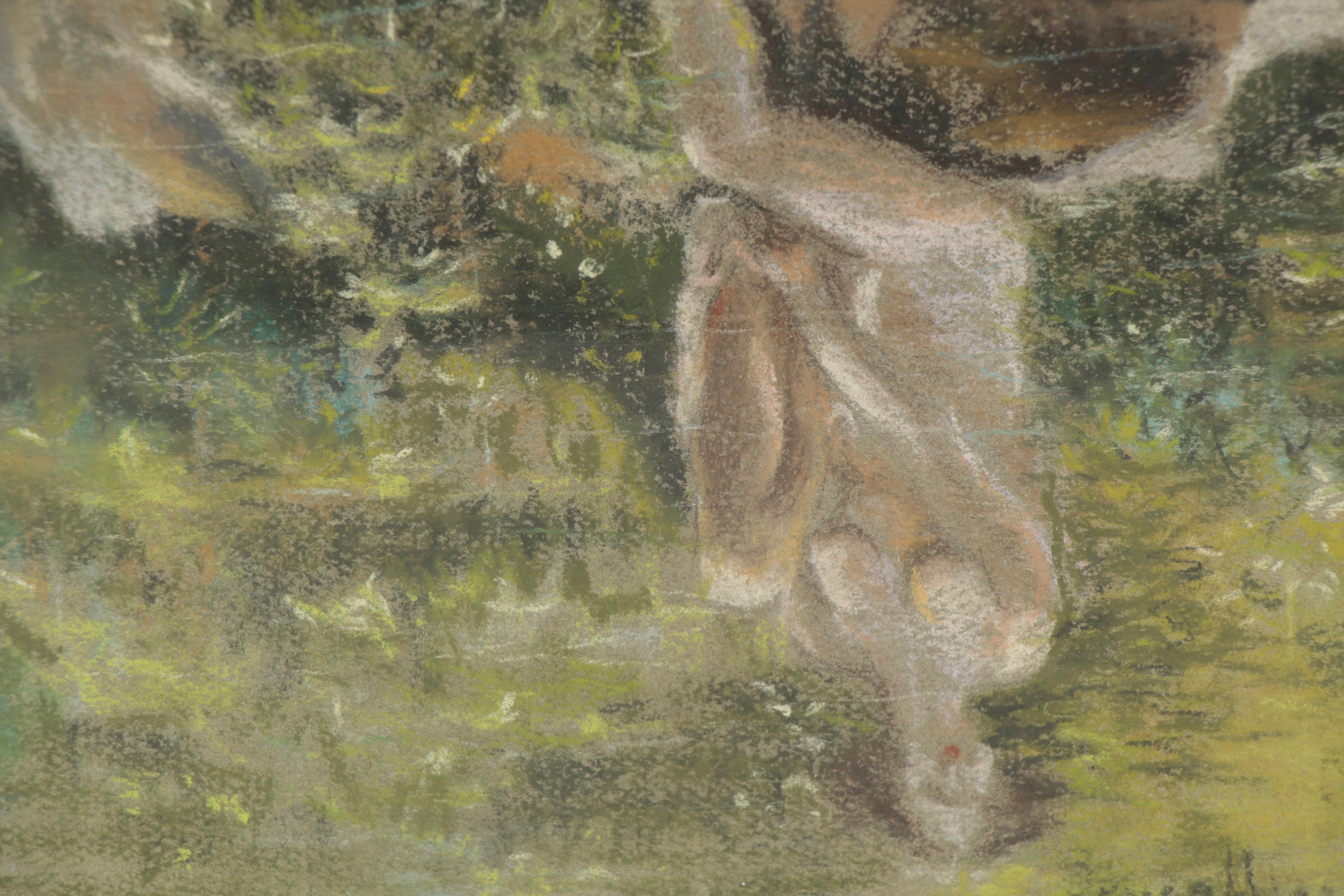 Pastel Drawing of a Female Nude in a Landscape, 20th Century