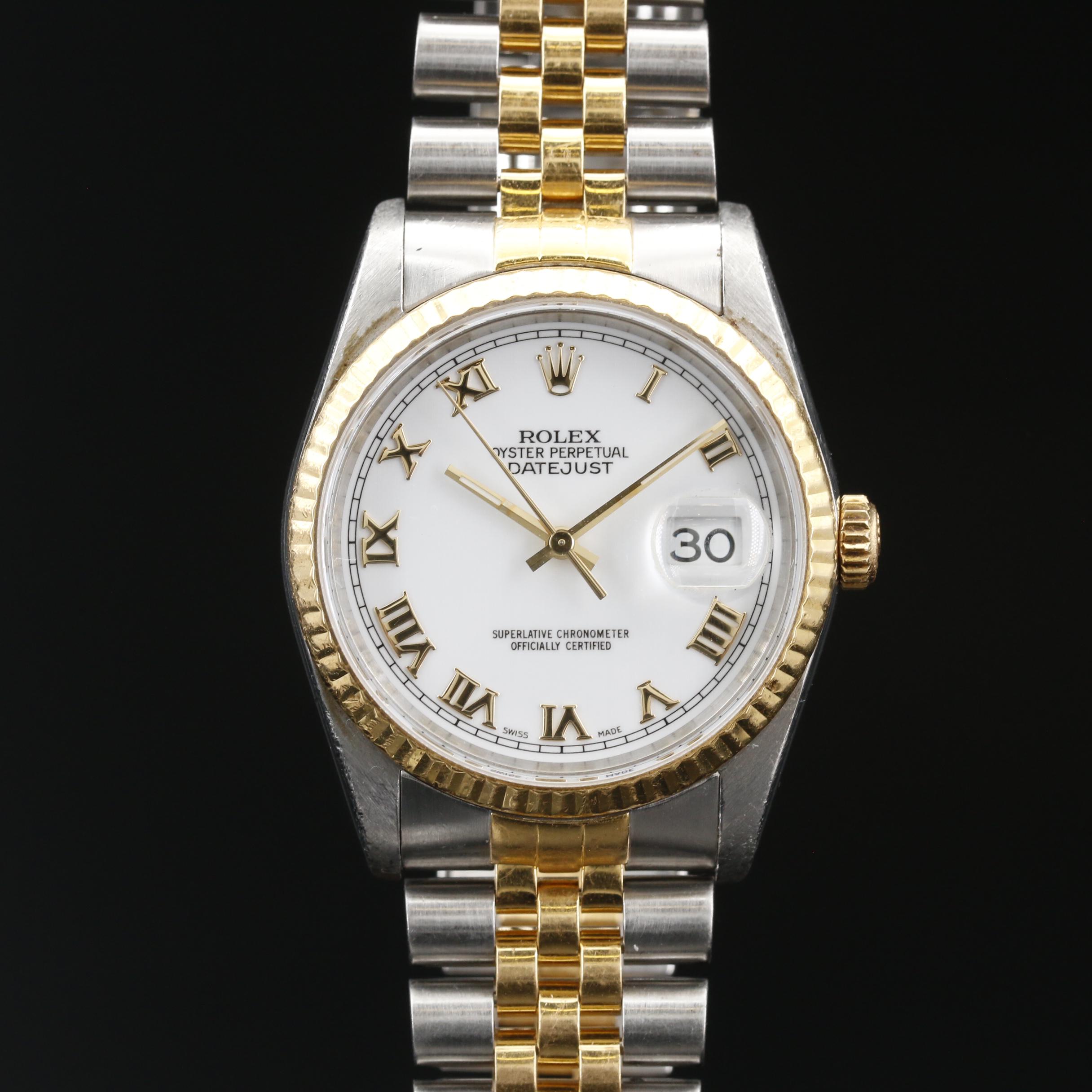 1989-1990 Rolex "Datejust" 18K Gold and Stainless Steel Automatic Watch